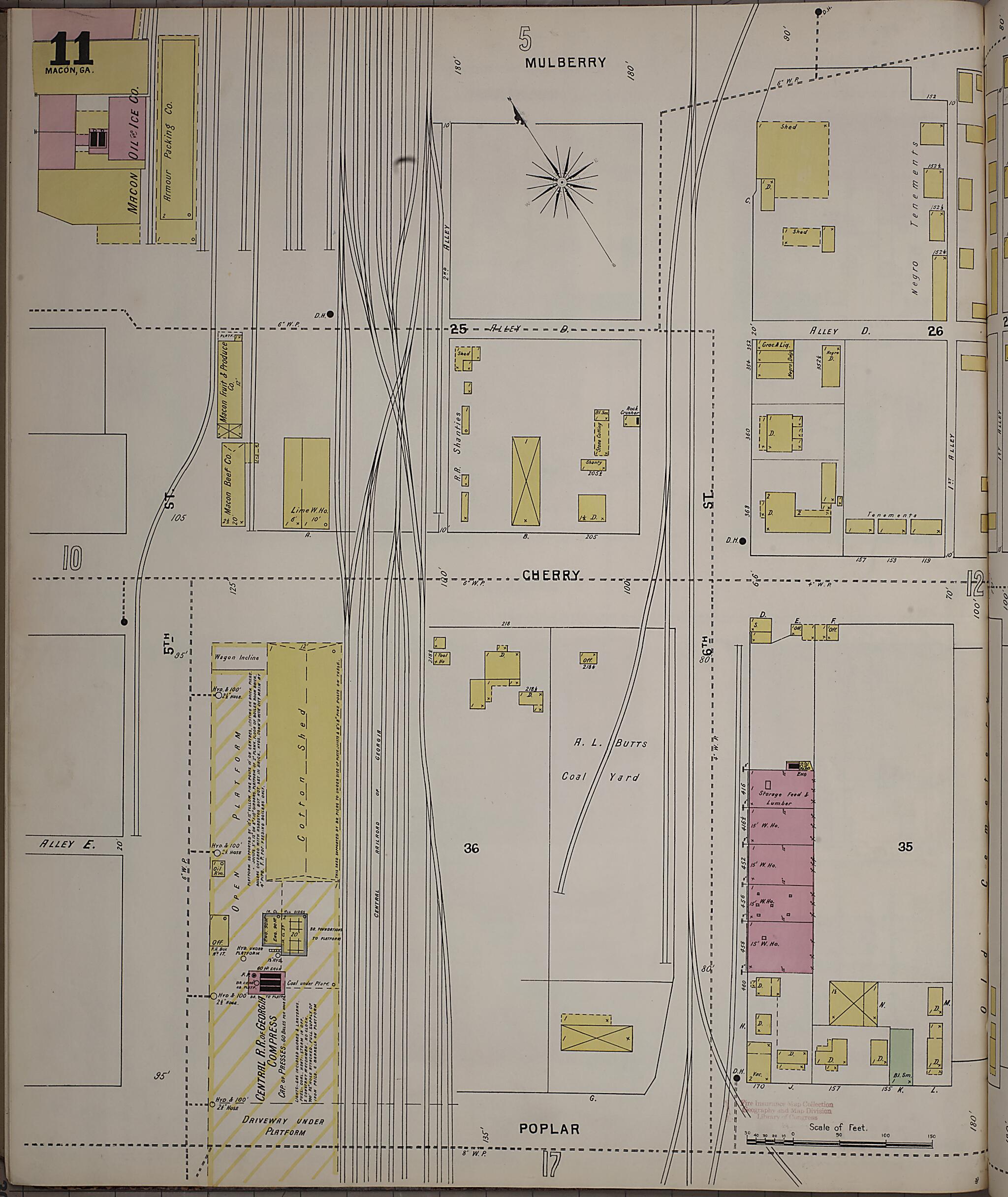 This old map of Macon, Jones County, Georgia was created by Sanborn Map Company in 1895