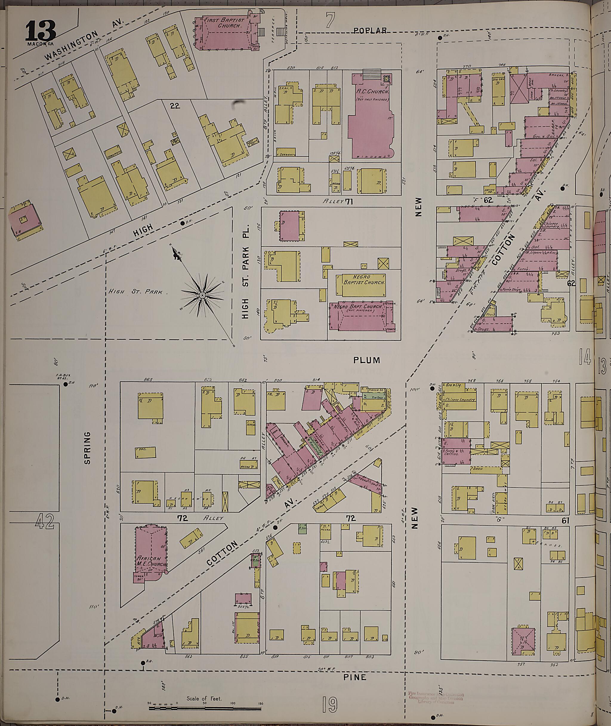 This old map of Macon, Jones County, Georgia was created by Sanborn Map Company in 1895