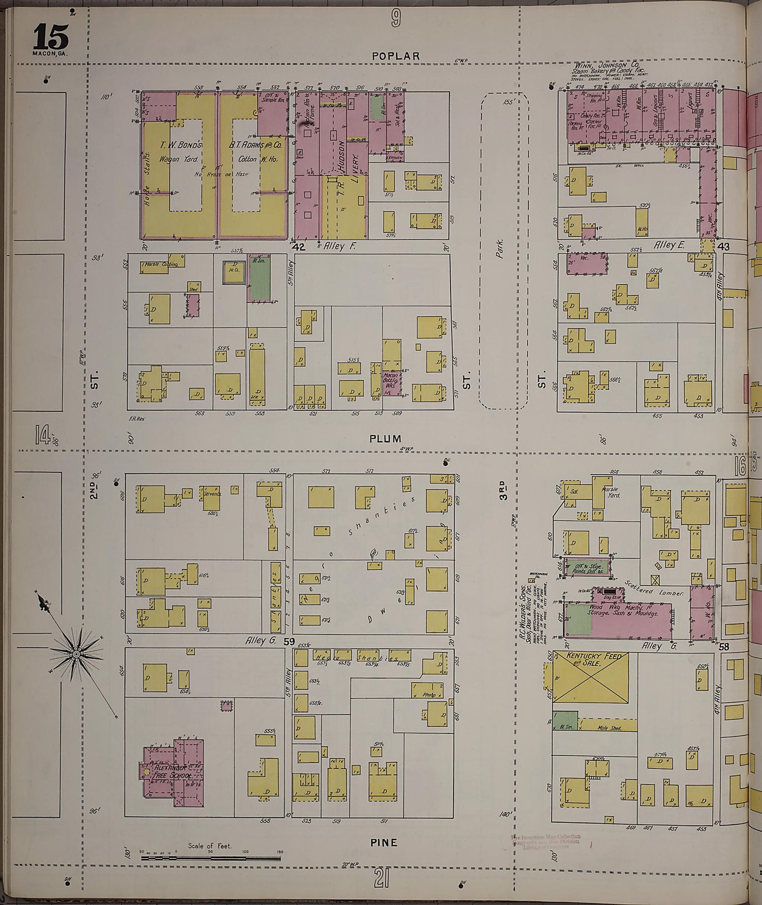 This old map of Macon, Jones County, Georgia was created by Sanborn Map Company in 1895