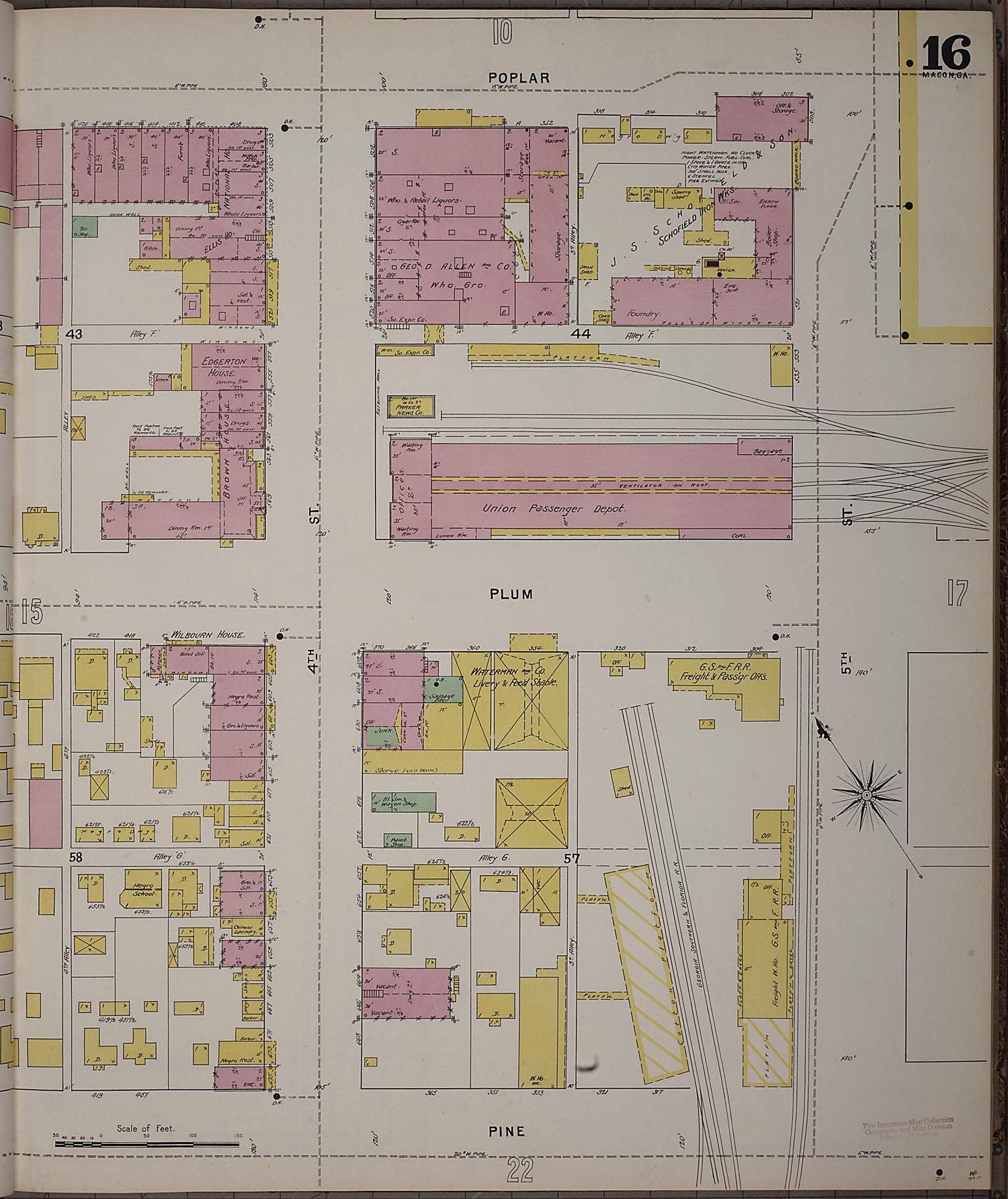 This old map of Macon, Jones County, Georgia was created by Sanborn Map Company in 1895