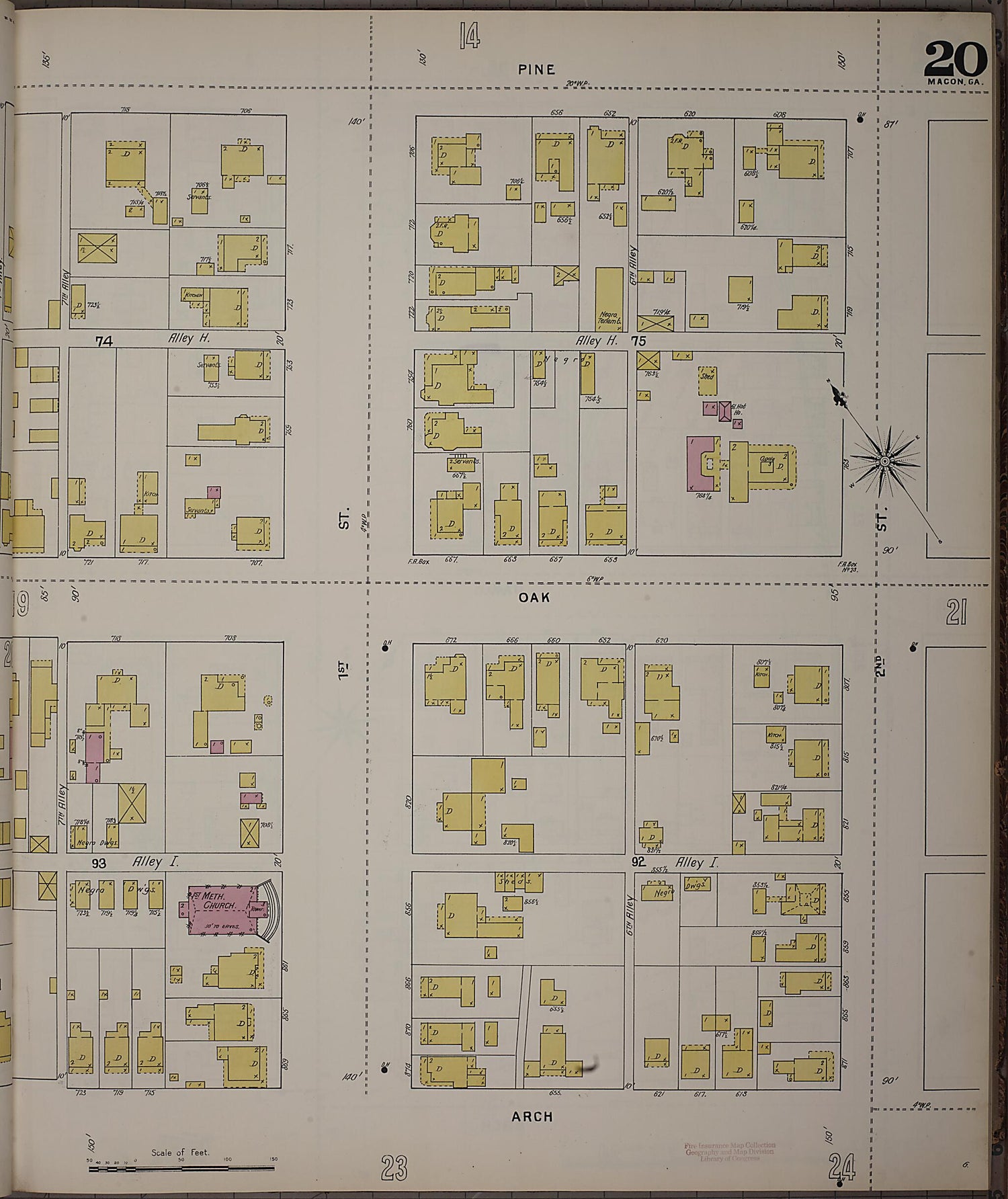 This old map of Macon, Jones County, Georgia was created by Sanborn Map Company in 1895