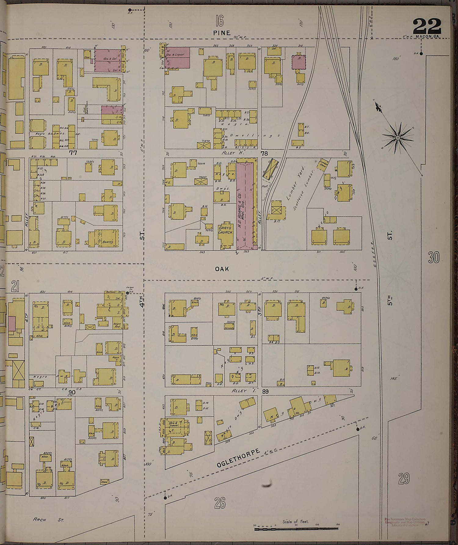 This old map of Macon, Jones County, Georgia was created by Sanborn Map Company in 1895