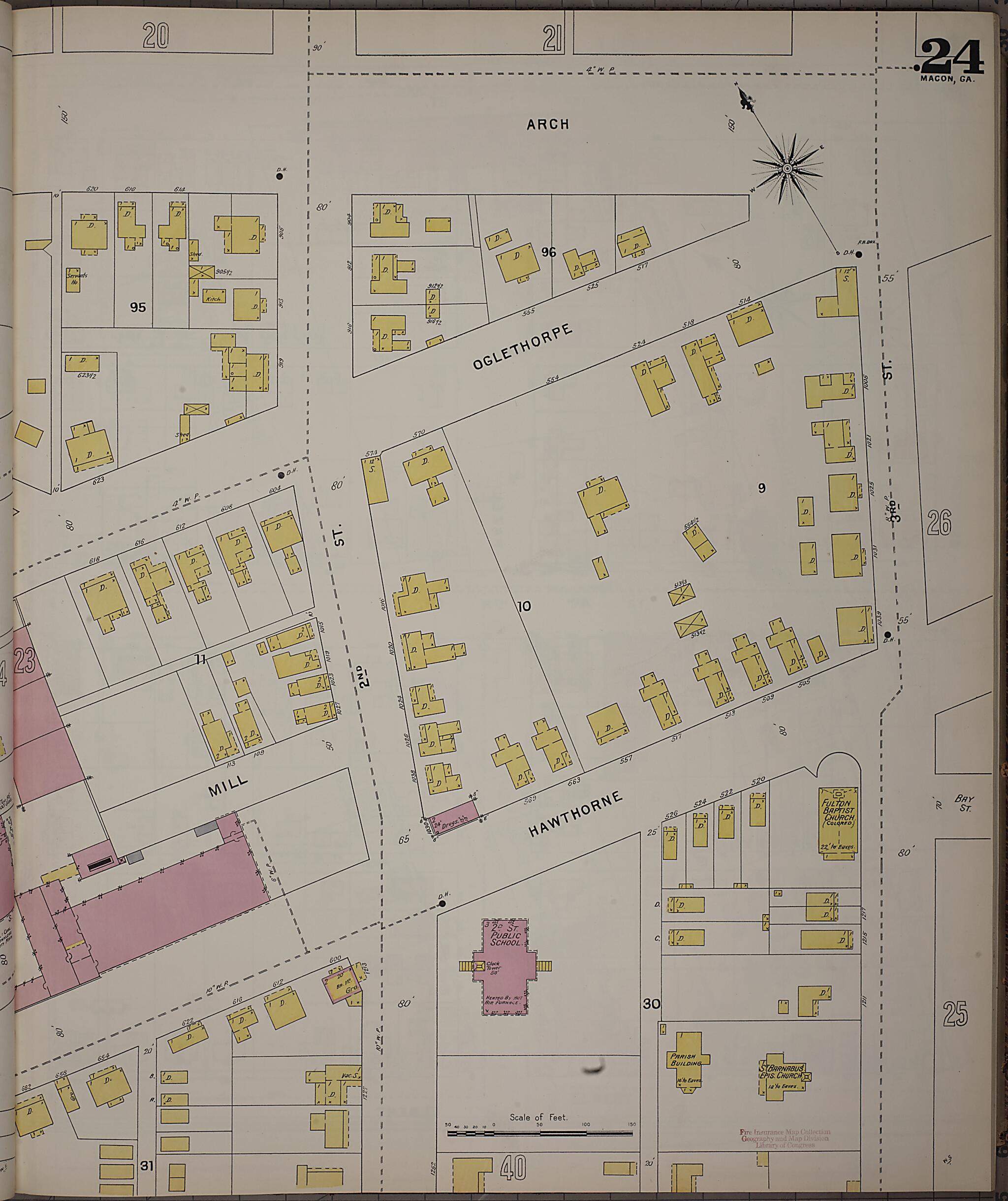 This old map of Macon, Jones County, Georgia was created by Sanborn Map Company in 1895