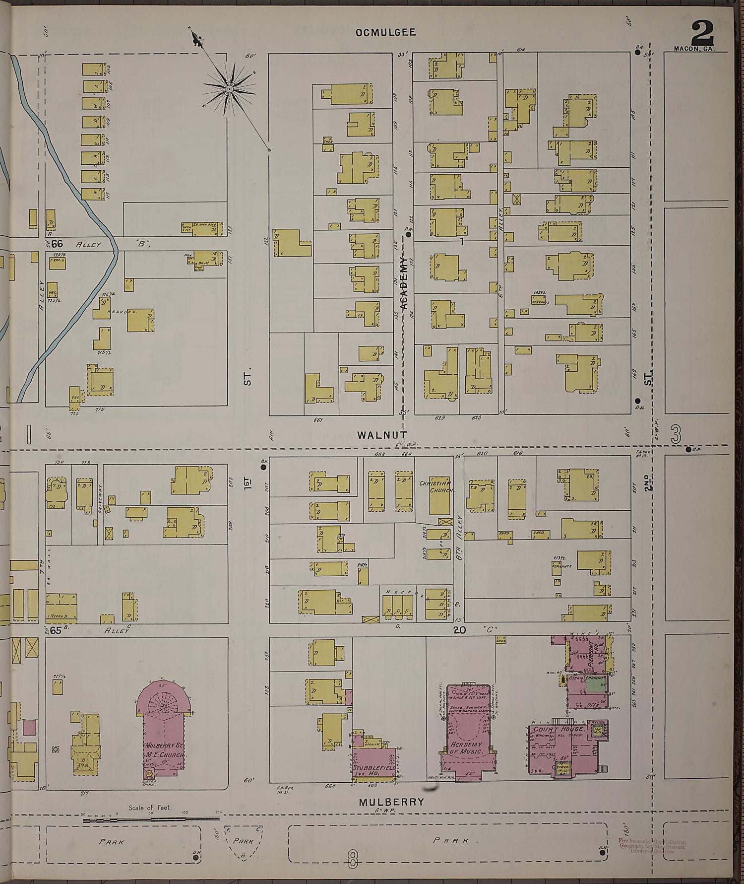 This old map of Macon, Jones County, Georgia was created by Sanborn Map Company in 1895