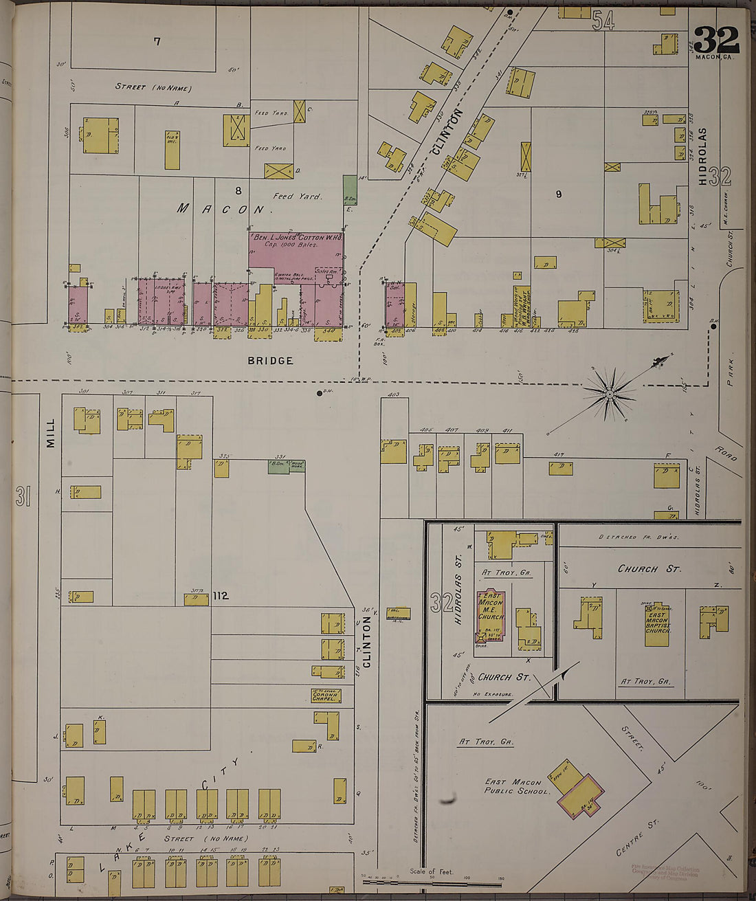 This old map of Macon, Jones County, Georgia was created by Sanborn Map Company in 1895