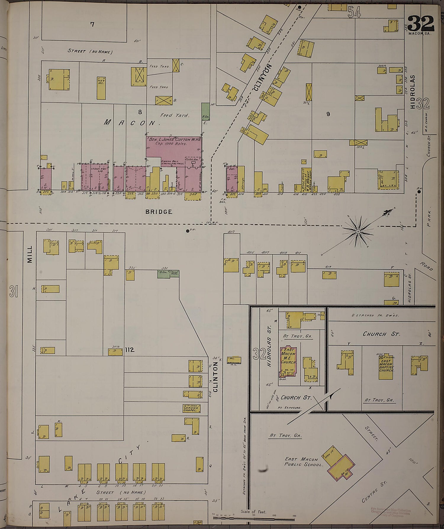 This old map of Macon, Jones County, Georgia was created by Sanborn Map Company in 1895