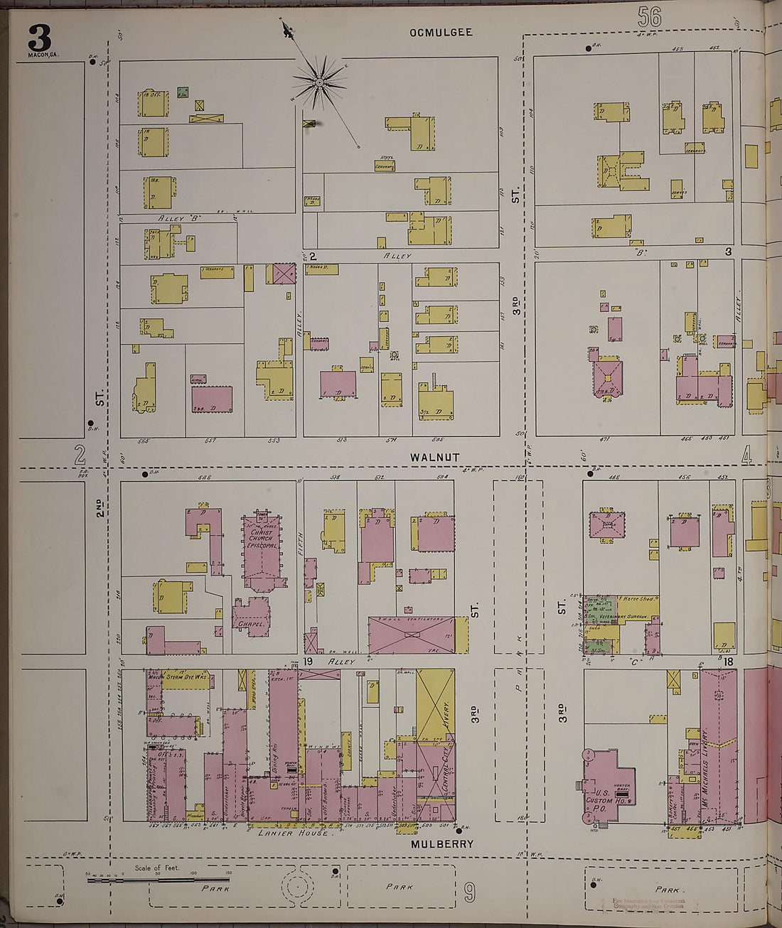 This old map of Macon, Jones County, Georgia was created by Sanborn Map Company in 1895