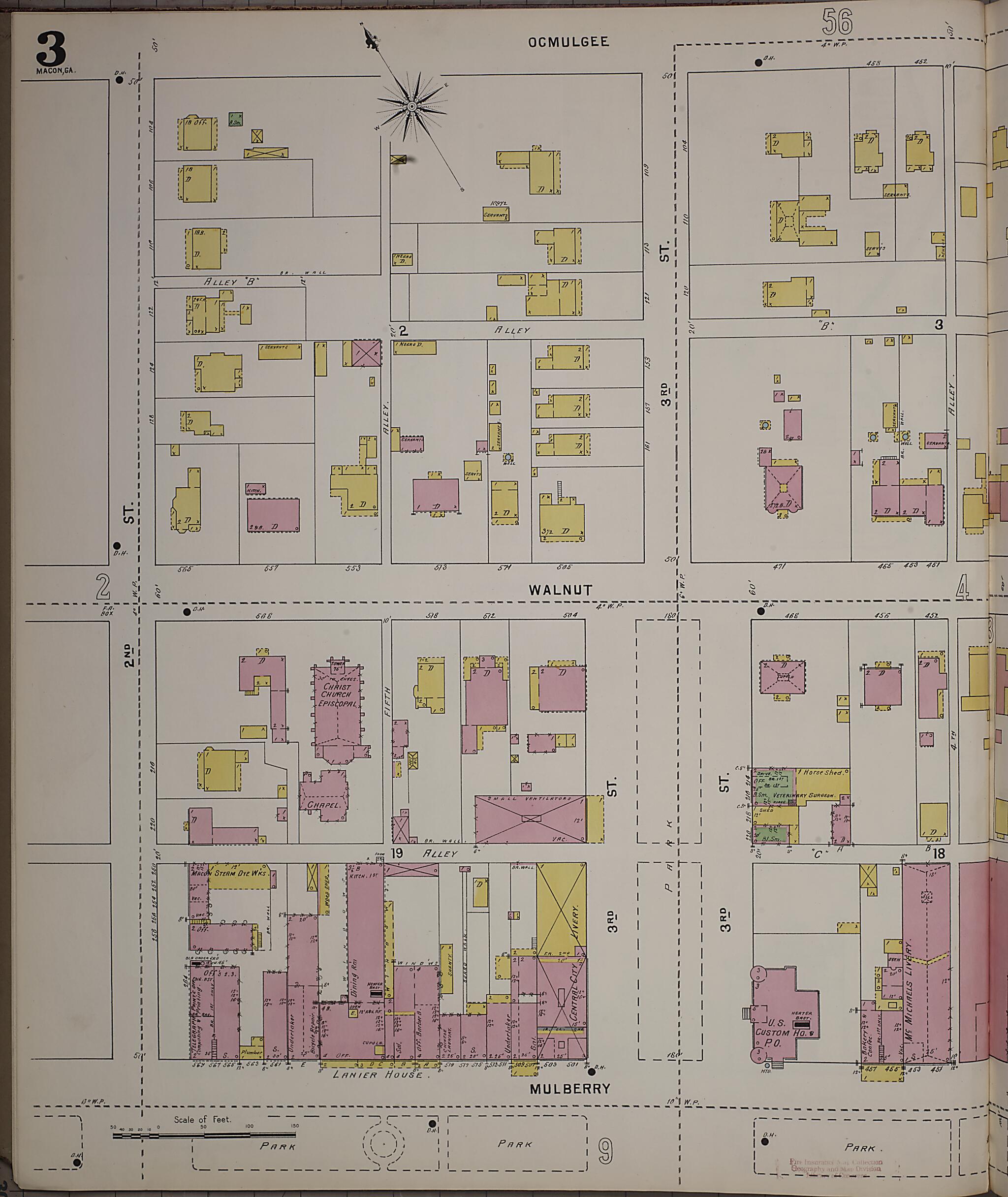 This old map of Macon, Jones County, Georgia was created by Sanborn Map Company in 1895