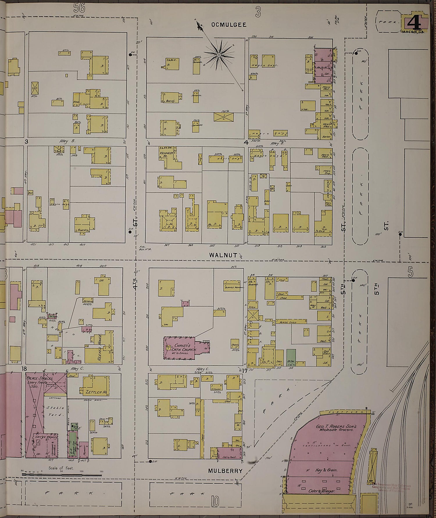This old map of Macon, Jones County, Georgia was created by Sanborn Map Company in 1895