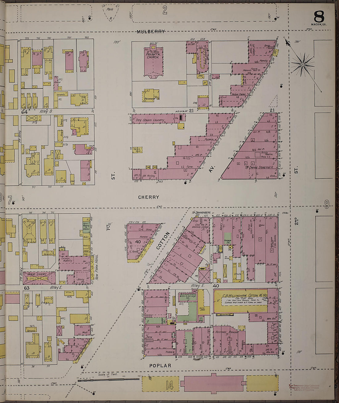 This old map of Macon, Jones County, Georgia was created by Sanborn Map Company in 1895