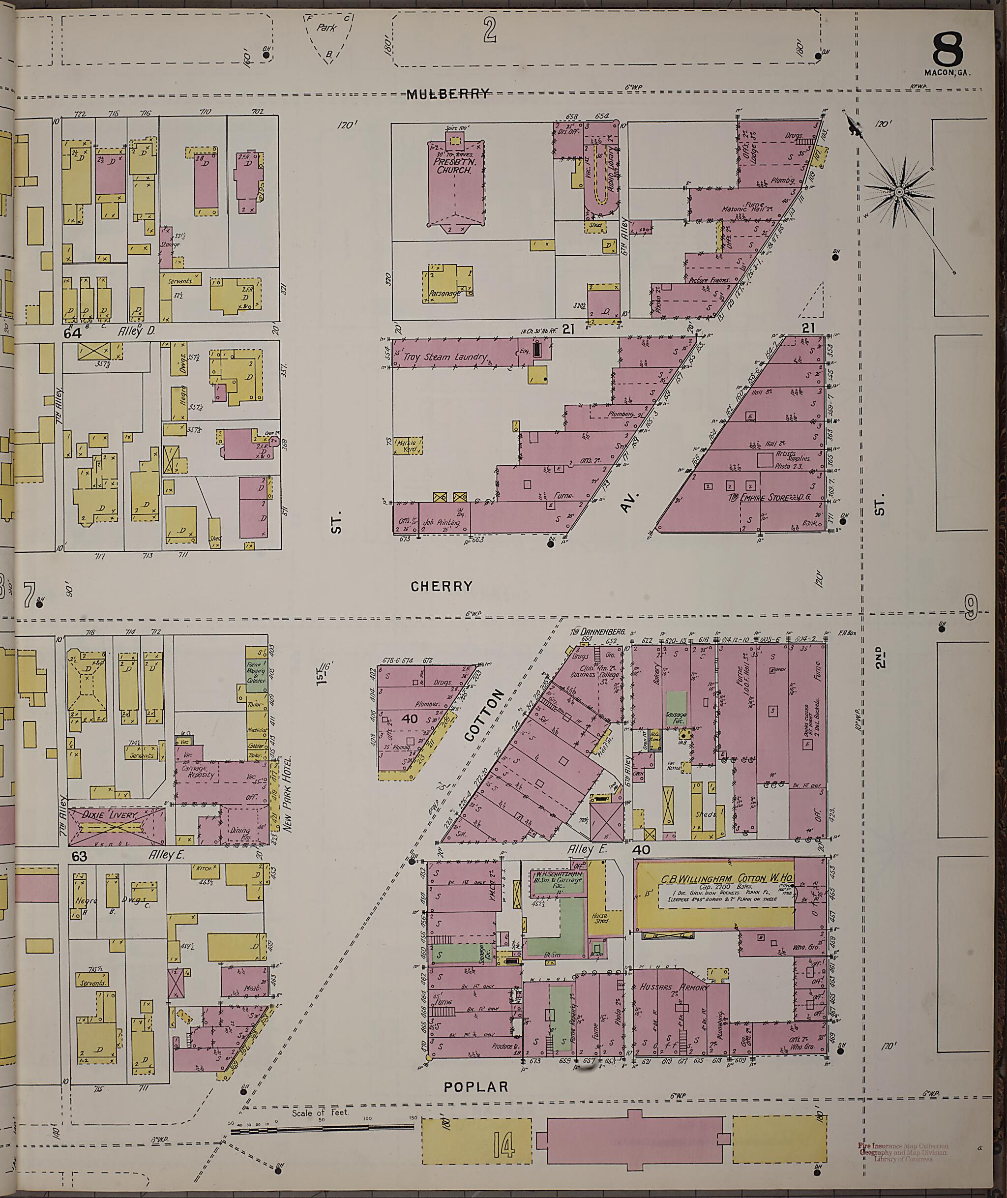 This old map of Macon, Jones County, Georgia was created by Sanborn Map Company in 1895