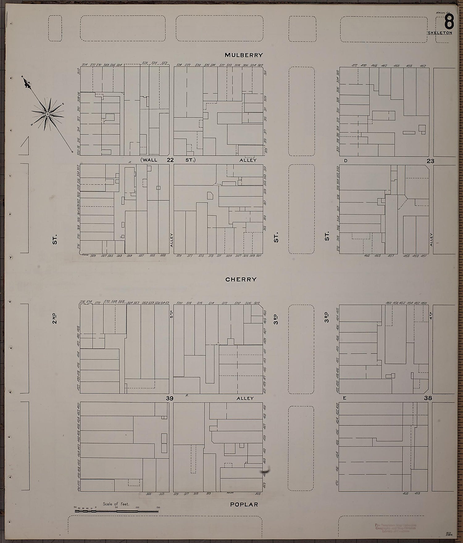 This old map of Macon, Jones County, Georgia was created by Sanborn Map Company in 1908