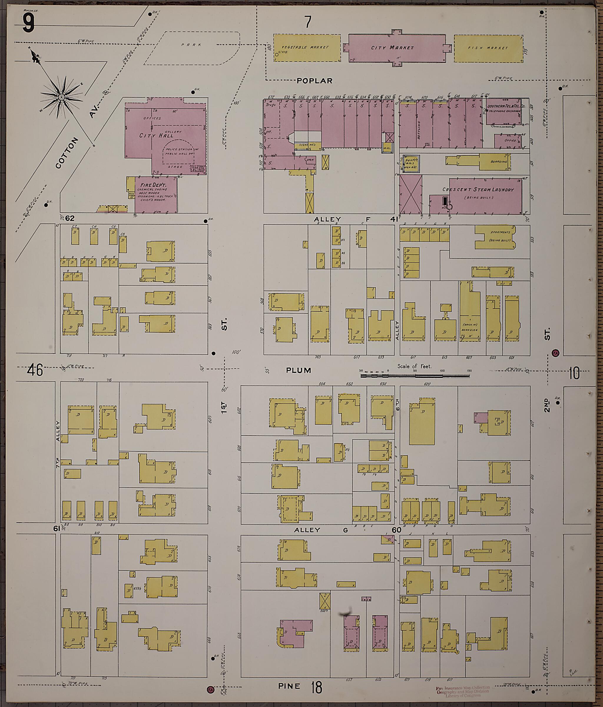 This old map of Macon, Jones County, Georgia was created by Sanborn Map Company in 1908