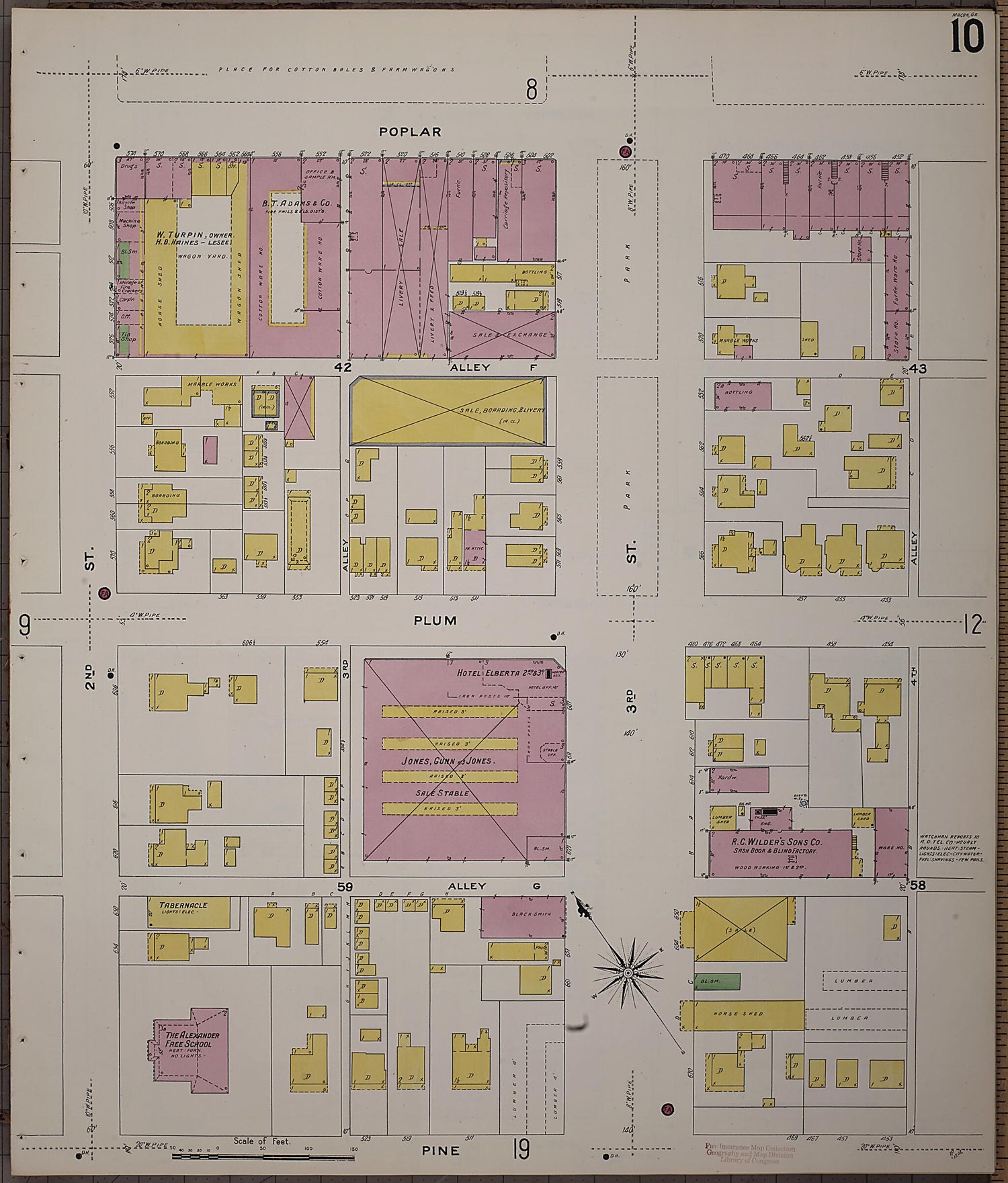 This old map of Macon, Jones County, Georgia was created by Sanborn Map Company in 1908