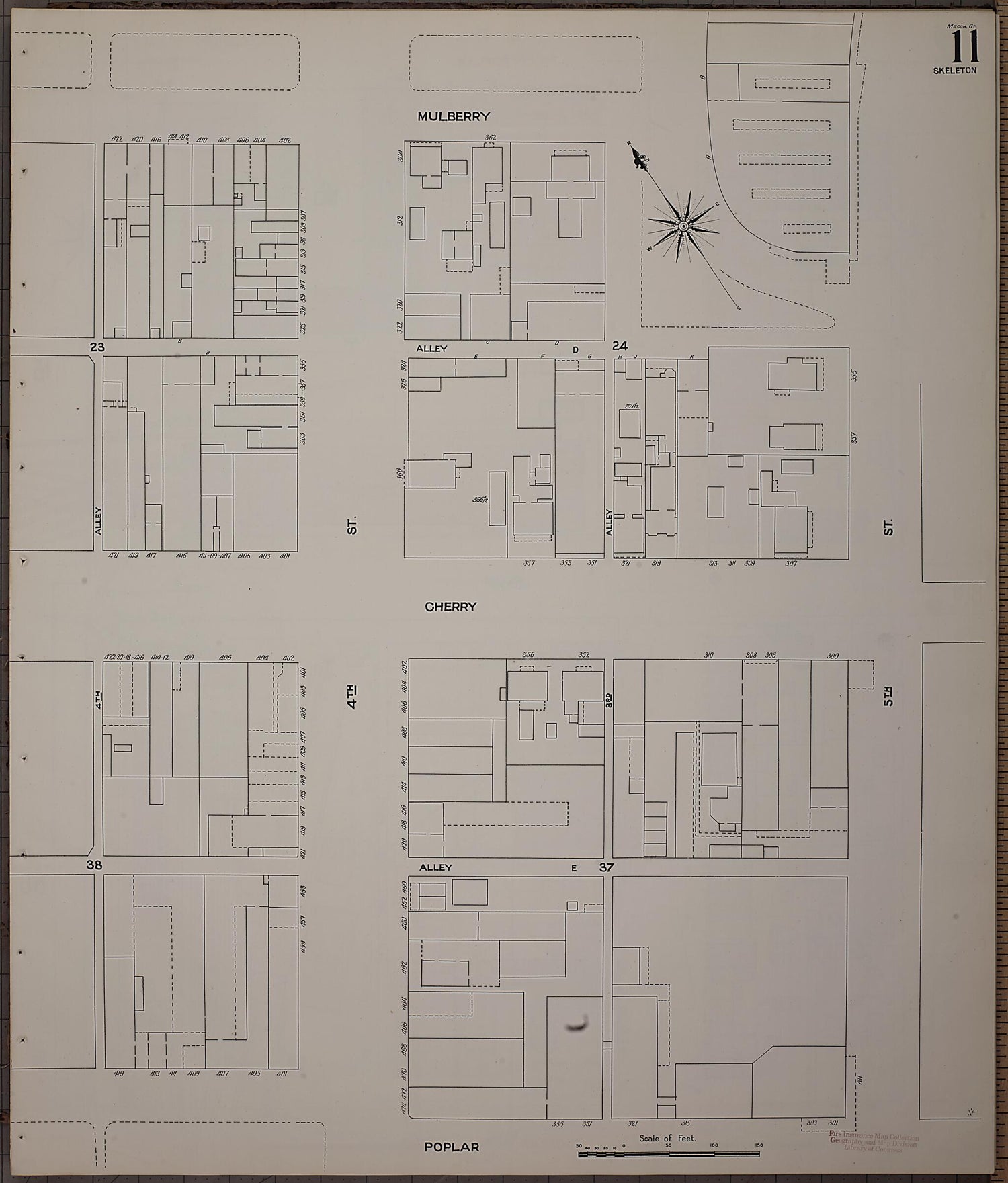 This old map of Macon, Jones County, Georgia was created by Sanborn Map Company in 1908