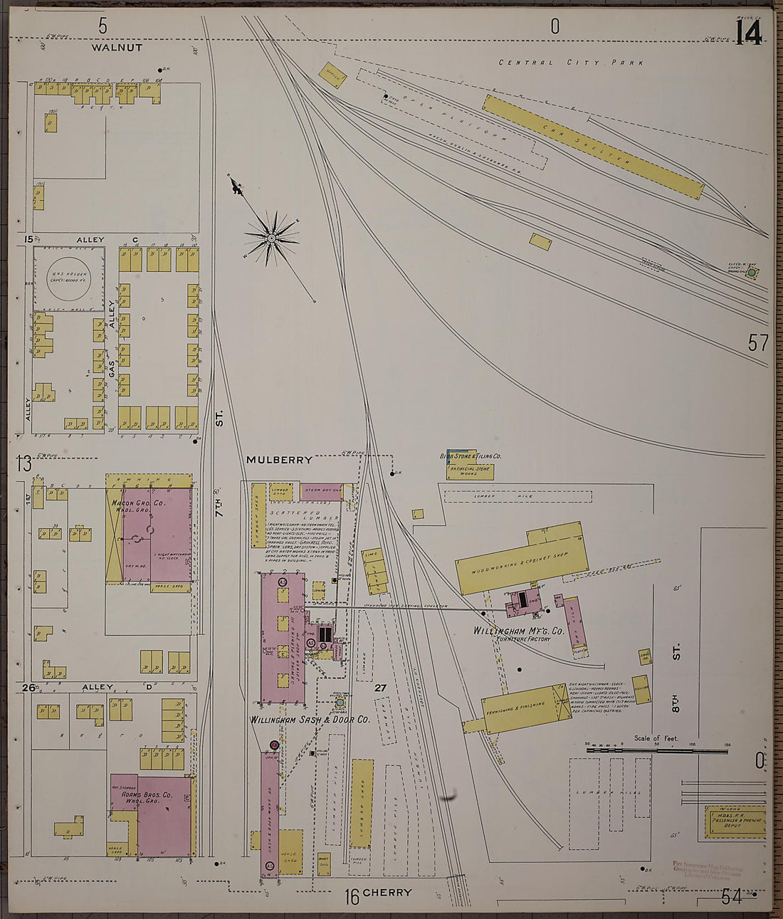 This old map of Macon, Jones County, Georgia was created by Sanborn Map Company in 1908