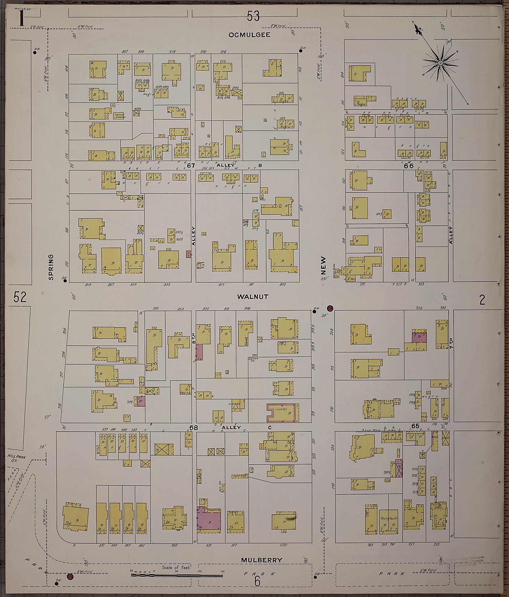 This old map of Macon, Jones County, Georgia was created by Sanborn Map Company in 1908