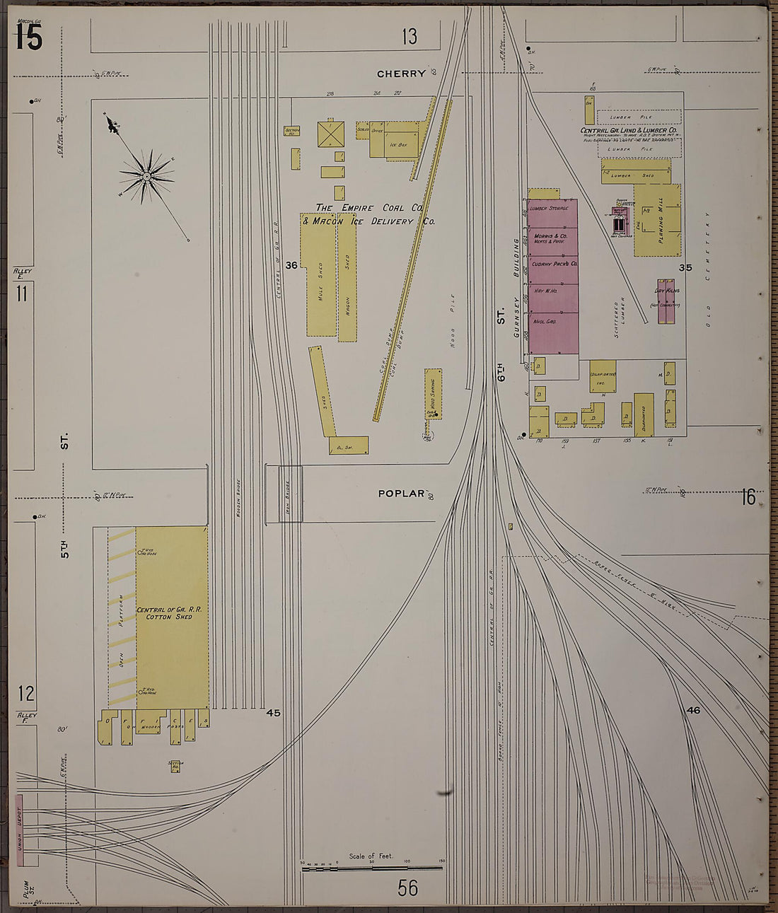This old map of Macon, Jones County, Georgia was created by Sanborn Map Company in 1908