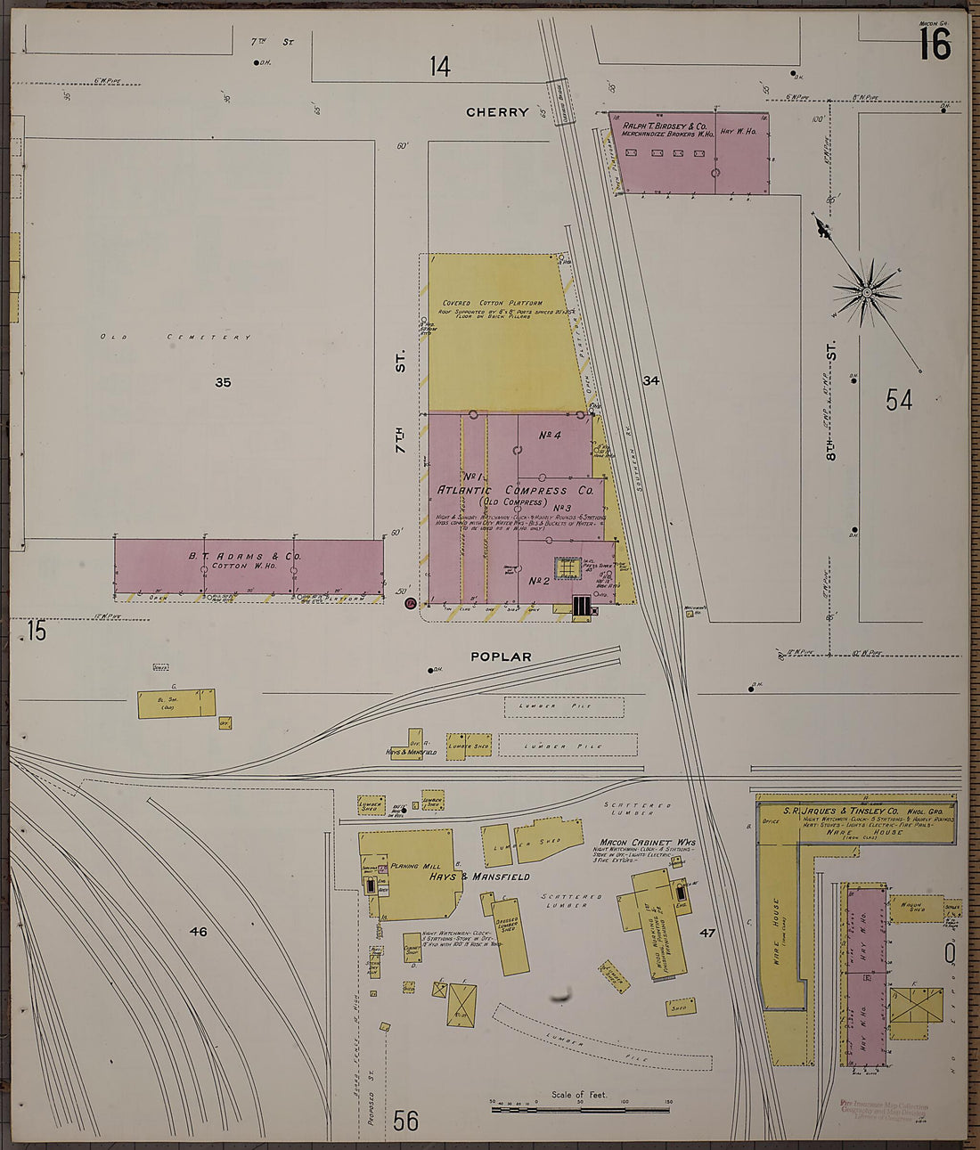 This old map of Macon, Jones County, Georgia was created by Sanborn Map Company in 1908
