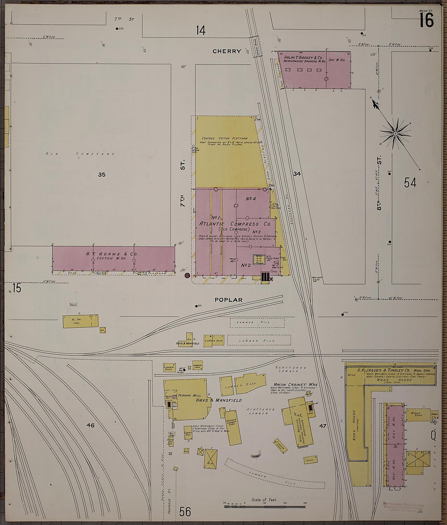 This old map of Macon, Jones County, Georgia was created by Sanborn Map Company in 1908