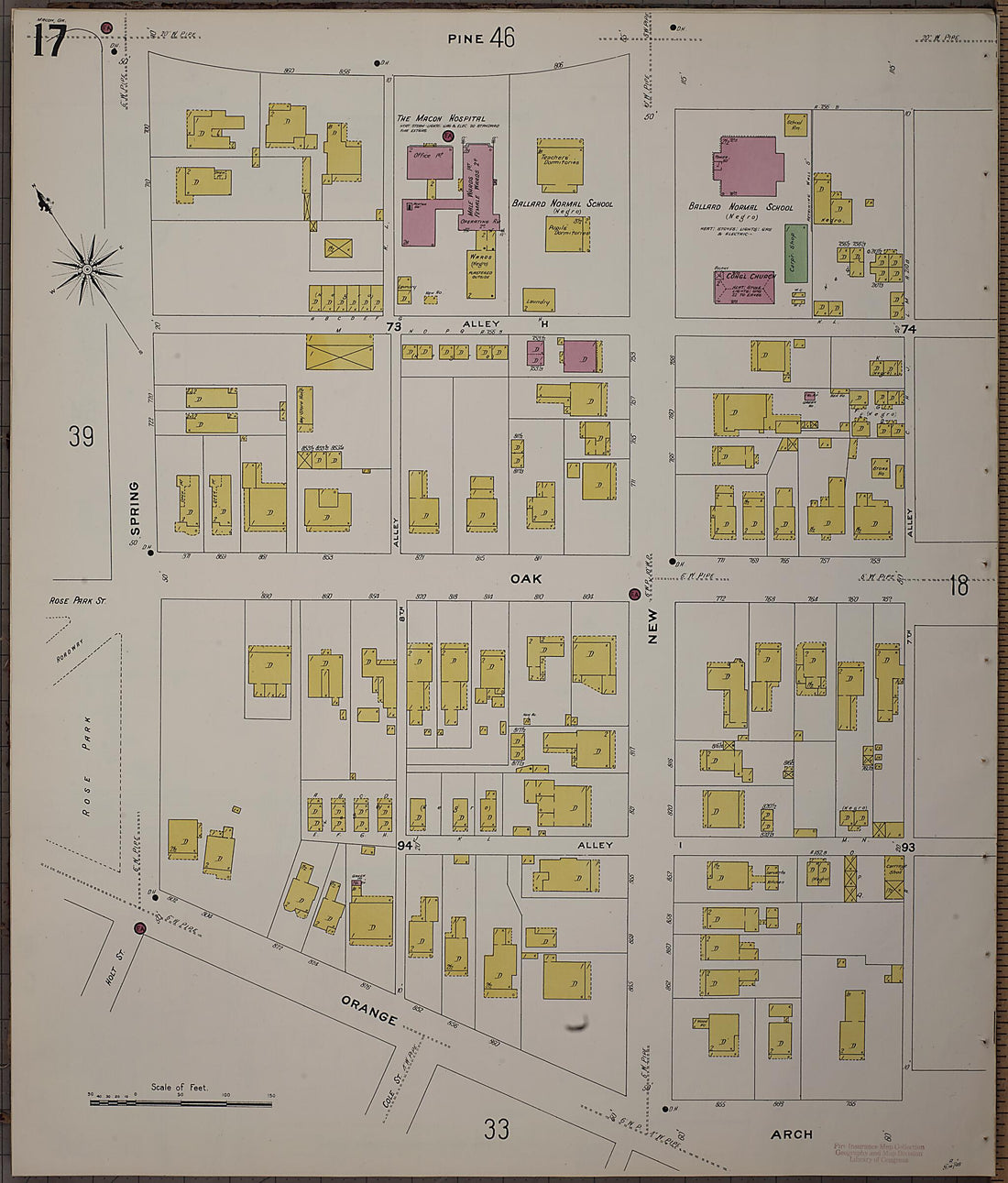 This old map of Macon, Jones County, Georgia was created by Sanborn Map Company in 1908