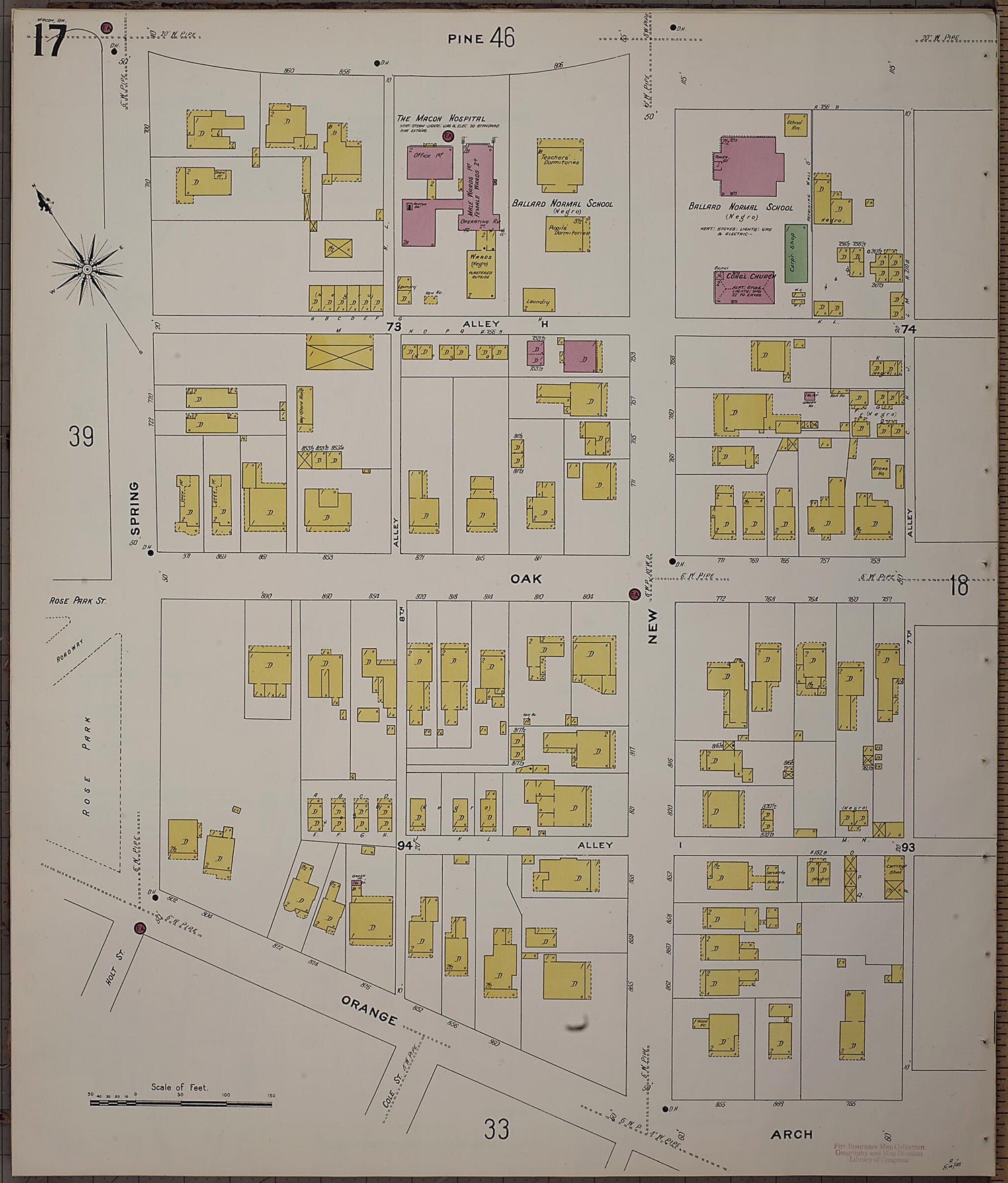 This old map of Macon, Jones County, Georgia was created by Sanborn Map Company in 1908