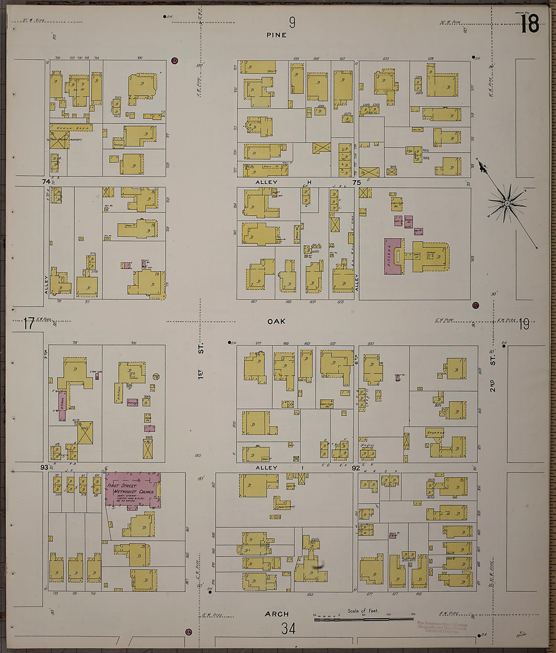 This old map of Macon, Jones County, Georgia was created by Sanborn Map Company in 1908