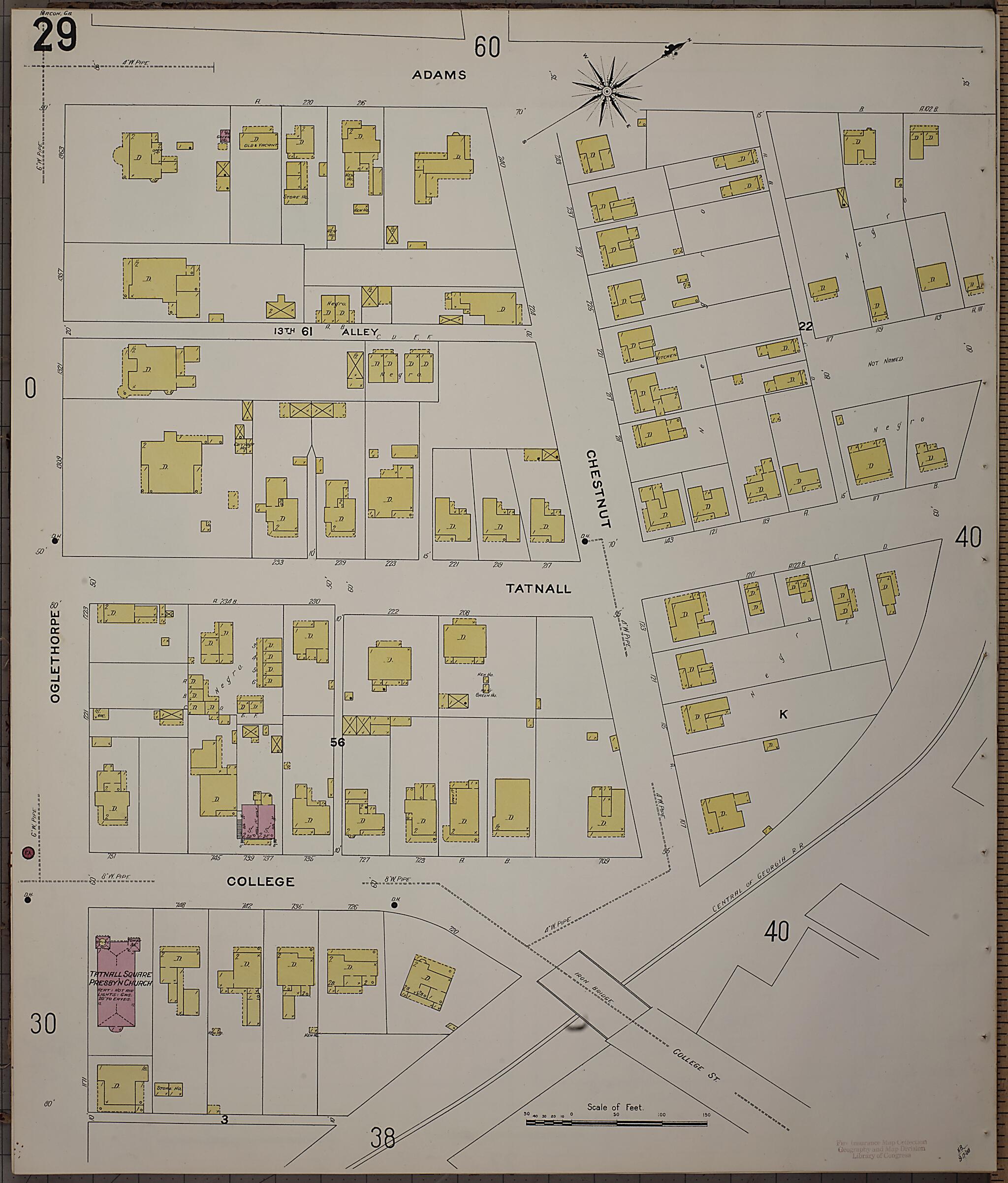 This old map of Macon, Jones County, Georgia was created by Sanborn Map Company in 1908
