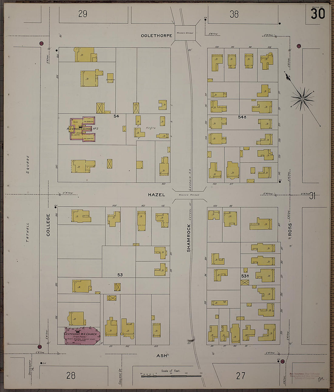 This old map of Macon, Jones County, Georgia was created by Sanborn Map Company in 1908