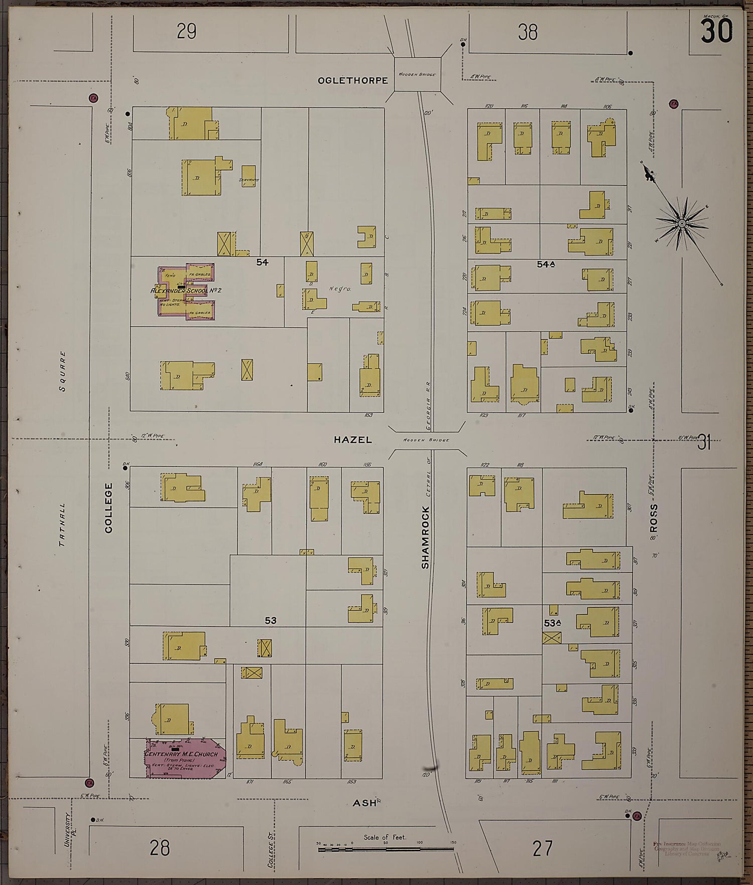 This old map of Macon, Jones County, Georgia was created by Sanborn Map Company in 1908