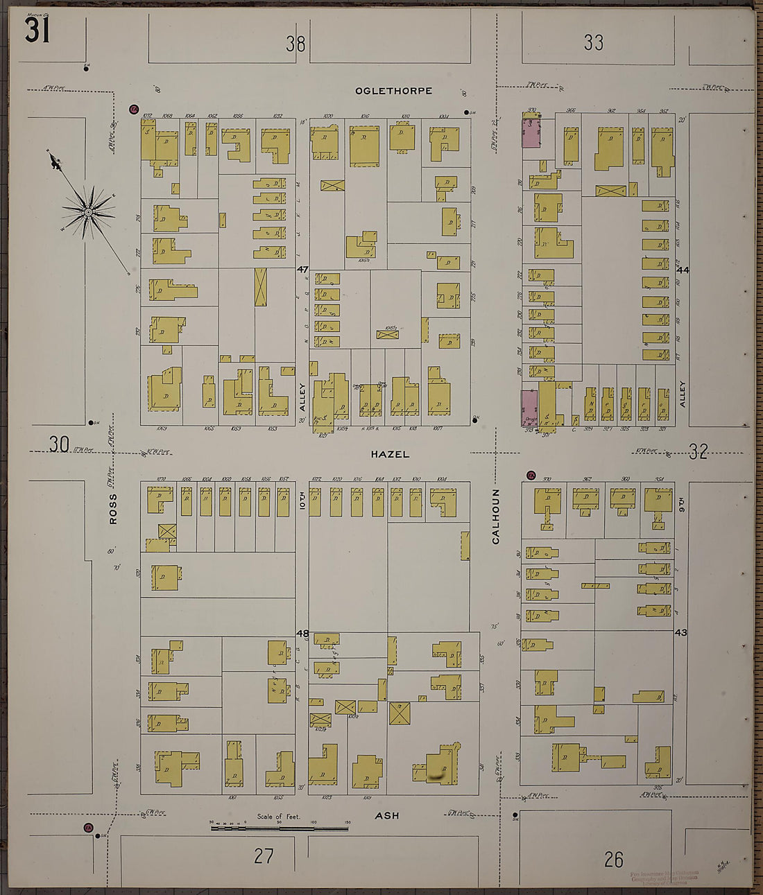 This old map of Macon, Jones County, Georgia was created by Sanborn Map Company in 1908