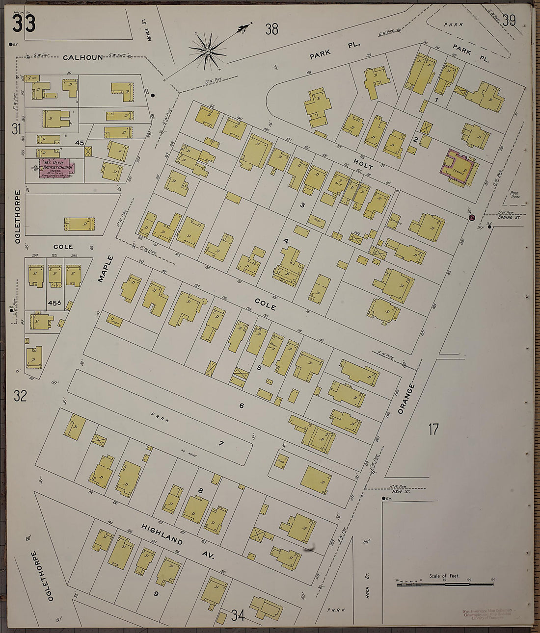 This old map of Macon, Jones County, Georgia was created by Sanborn Map Company in 1908