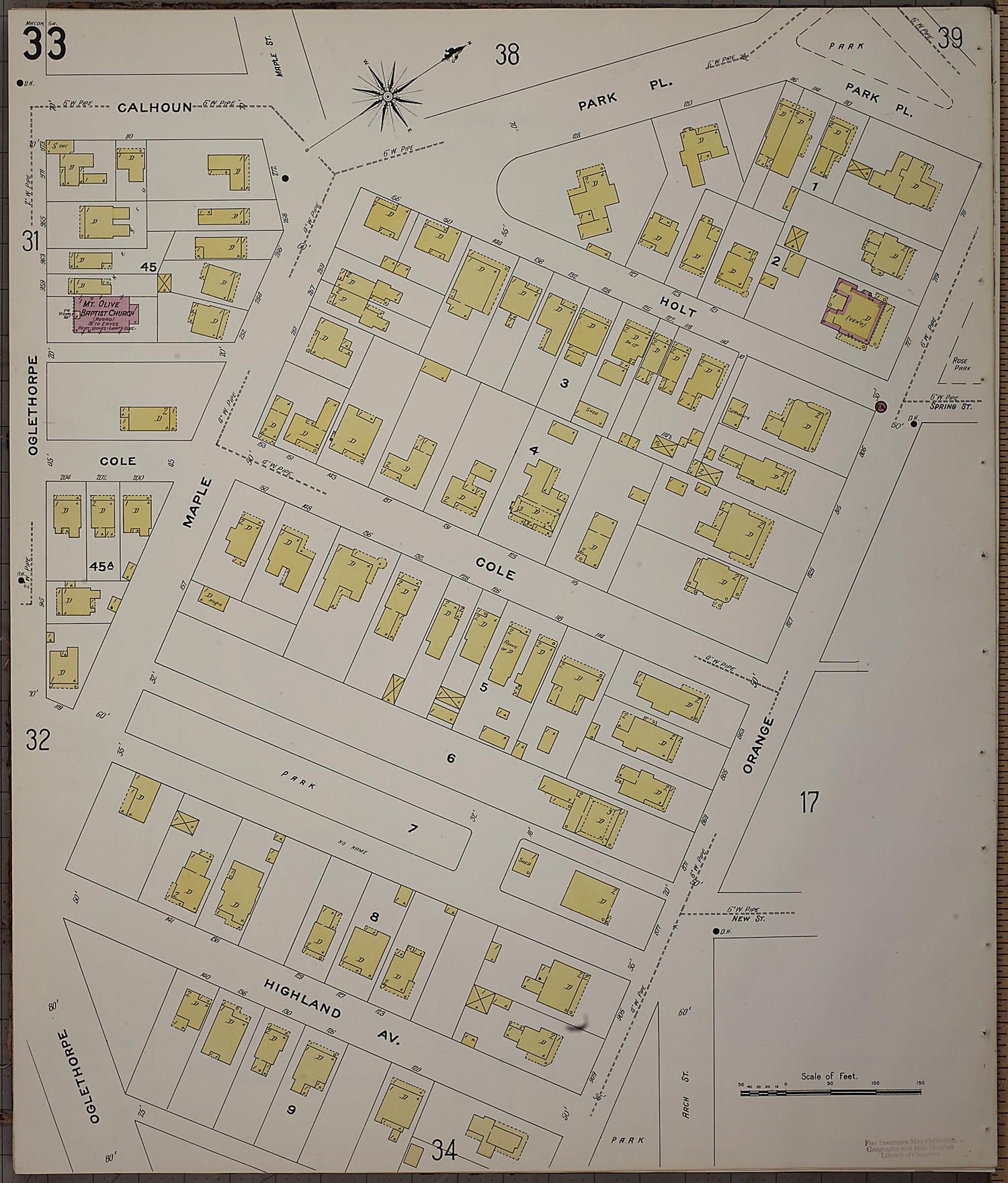 This old map of Macon, Jones County, Georgia was created by Sanborn Map Company in 1908