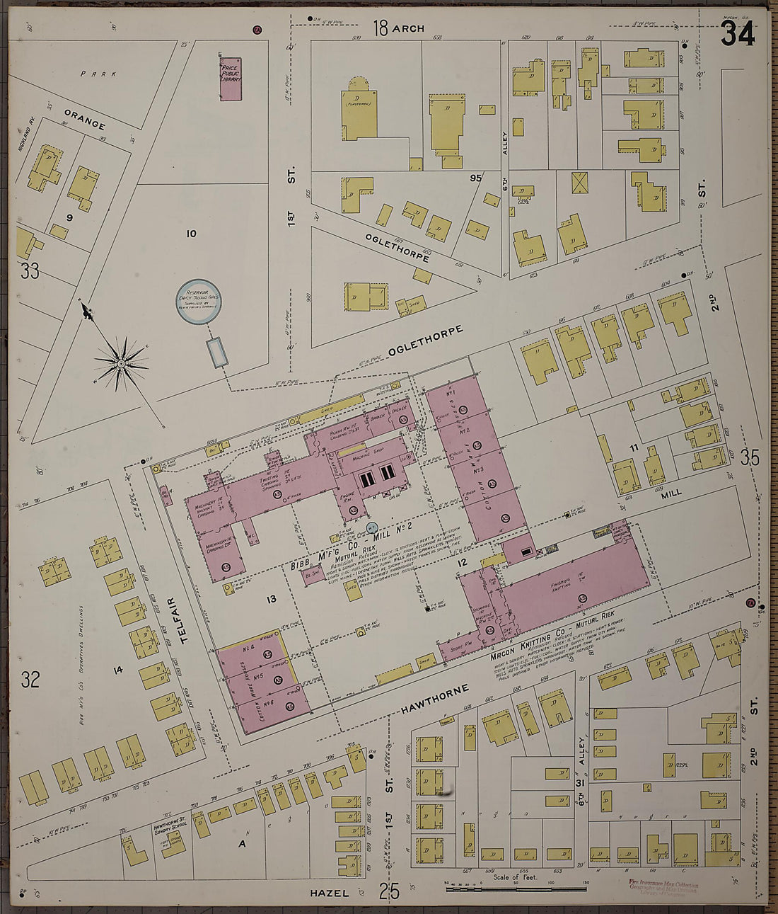 This old map of Macon, Jones County, Georgia was created by Sanborn Map Company in 1908