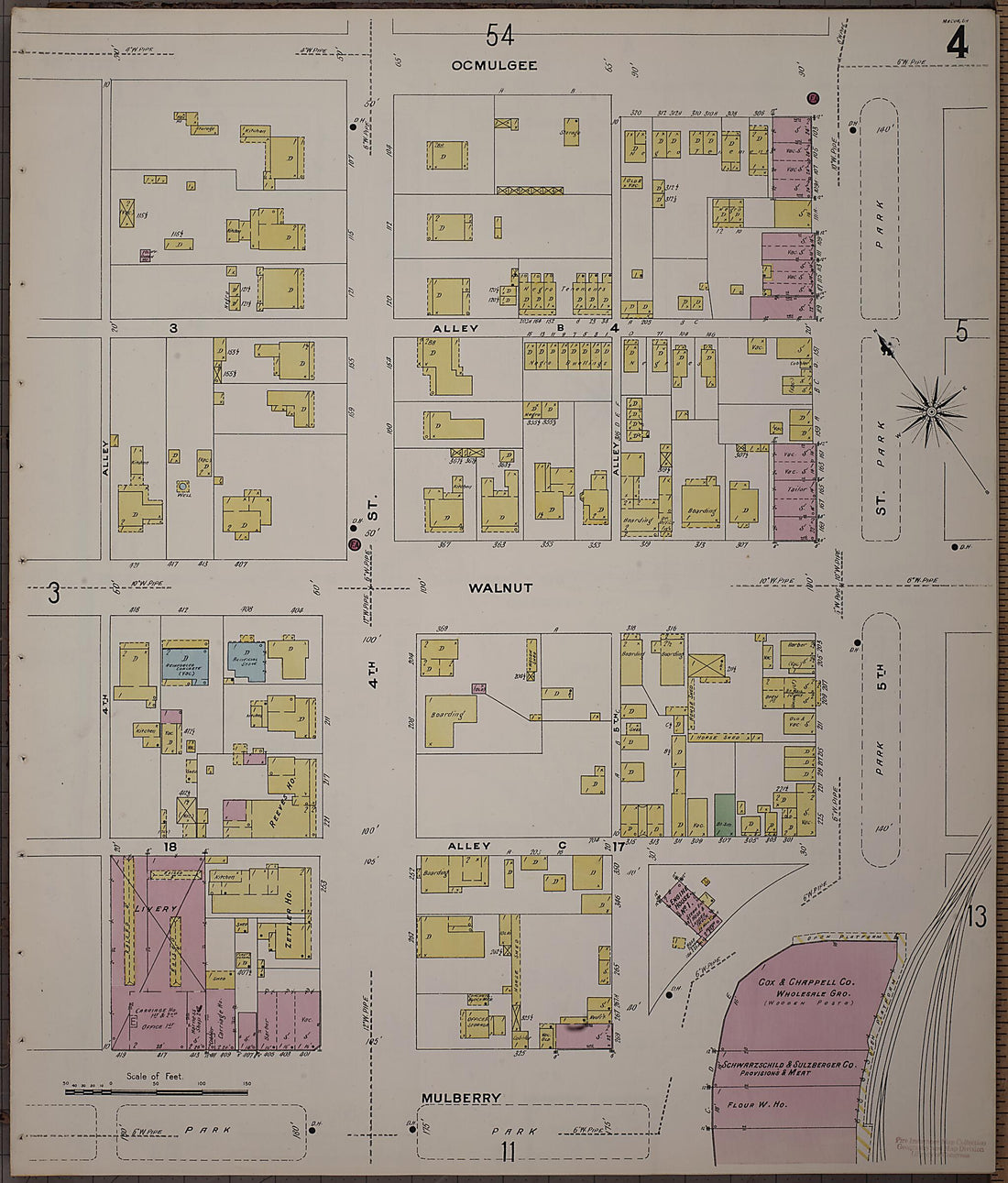 This old map of Macon, Jones County, Georgia was created by Sanborn Map Company in 1908