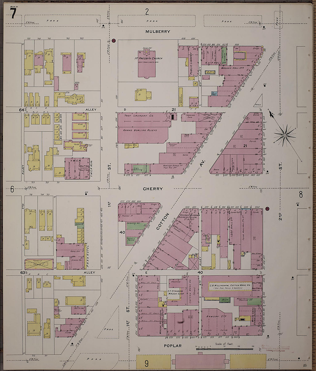 This old map of Macon, Jones County, Georgia was created by Sanborn Map Company in 1908