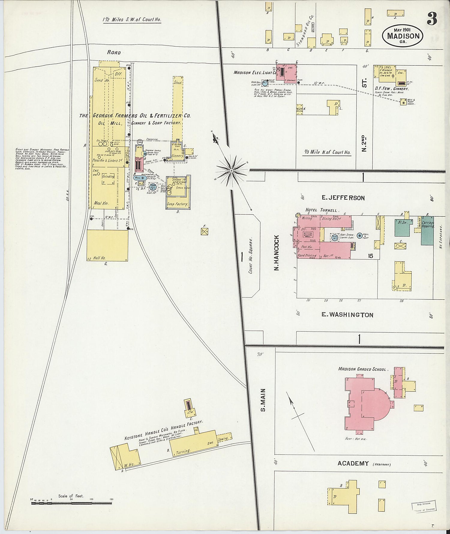 This old map of Madison, Morgan County, Georgia was created by Sanborn Map Company in 1901