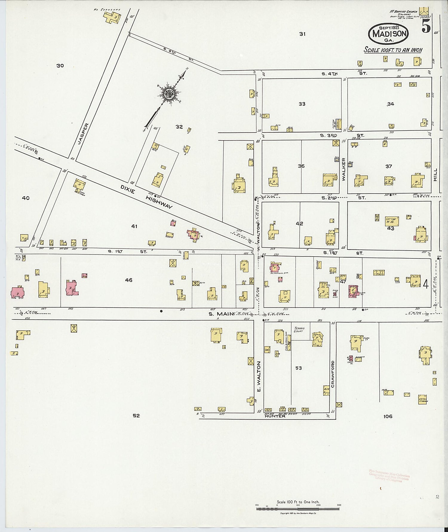 This old map of Madison, Morgan County, Georgia was created by Sanborn Map Company in 1921