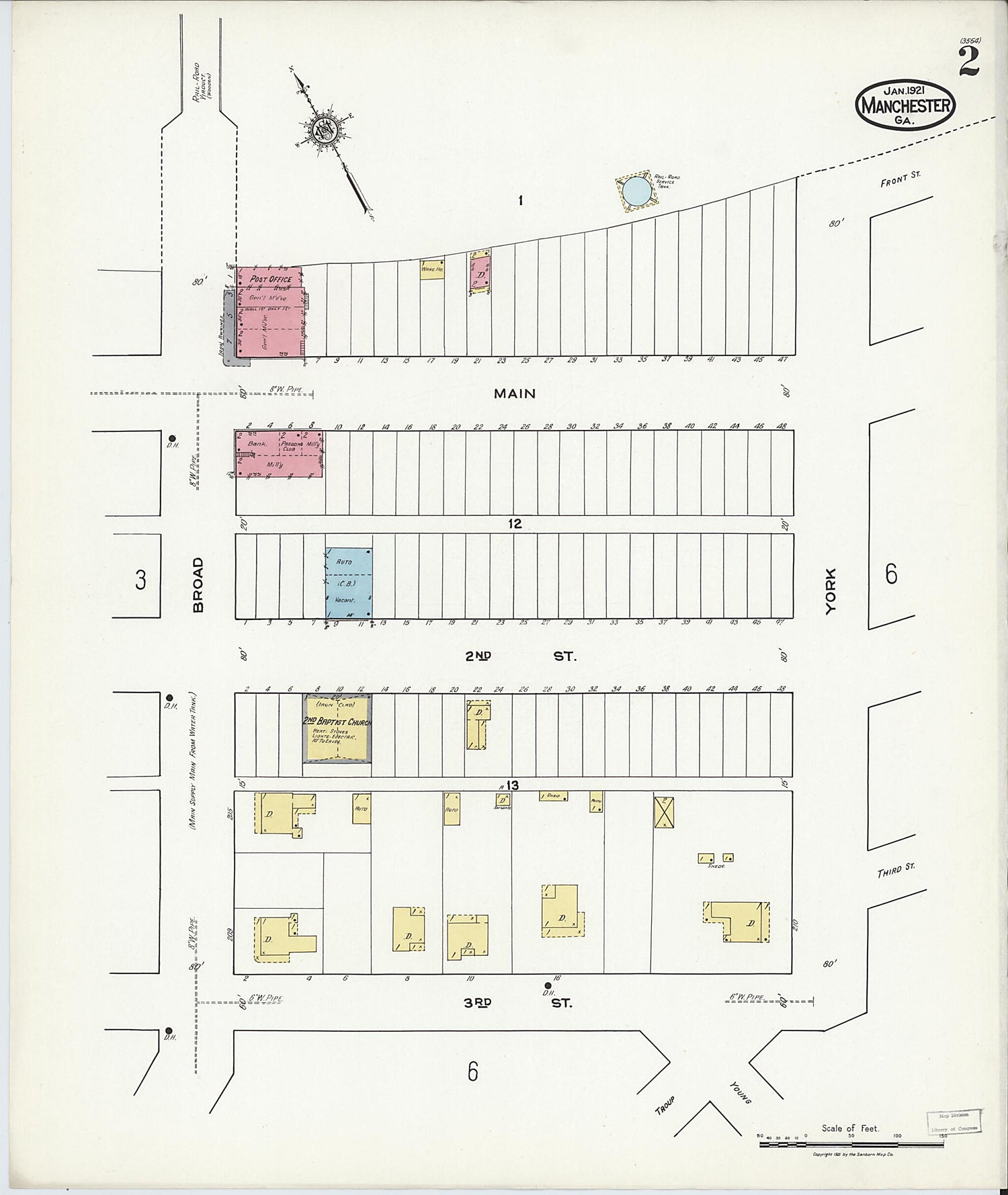 This old map of Manchester, Meriweather County, Georgia was created by Sanborn Map Company in 1921