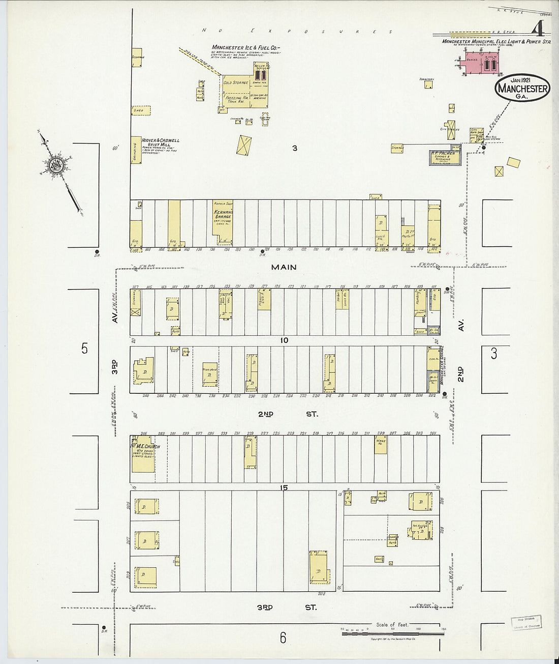 This old map of Manchester, Meriweather County, Georgia was created by Sanborn Map Company in 1921