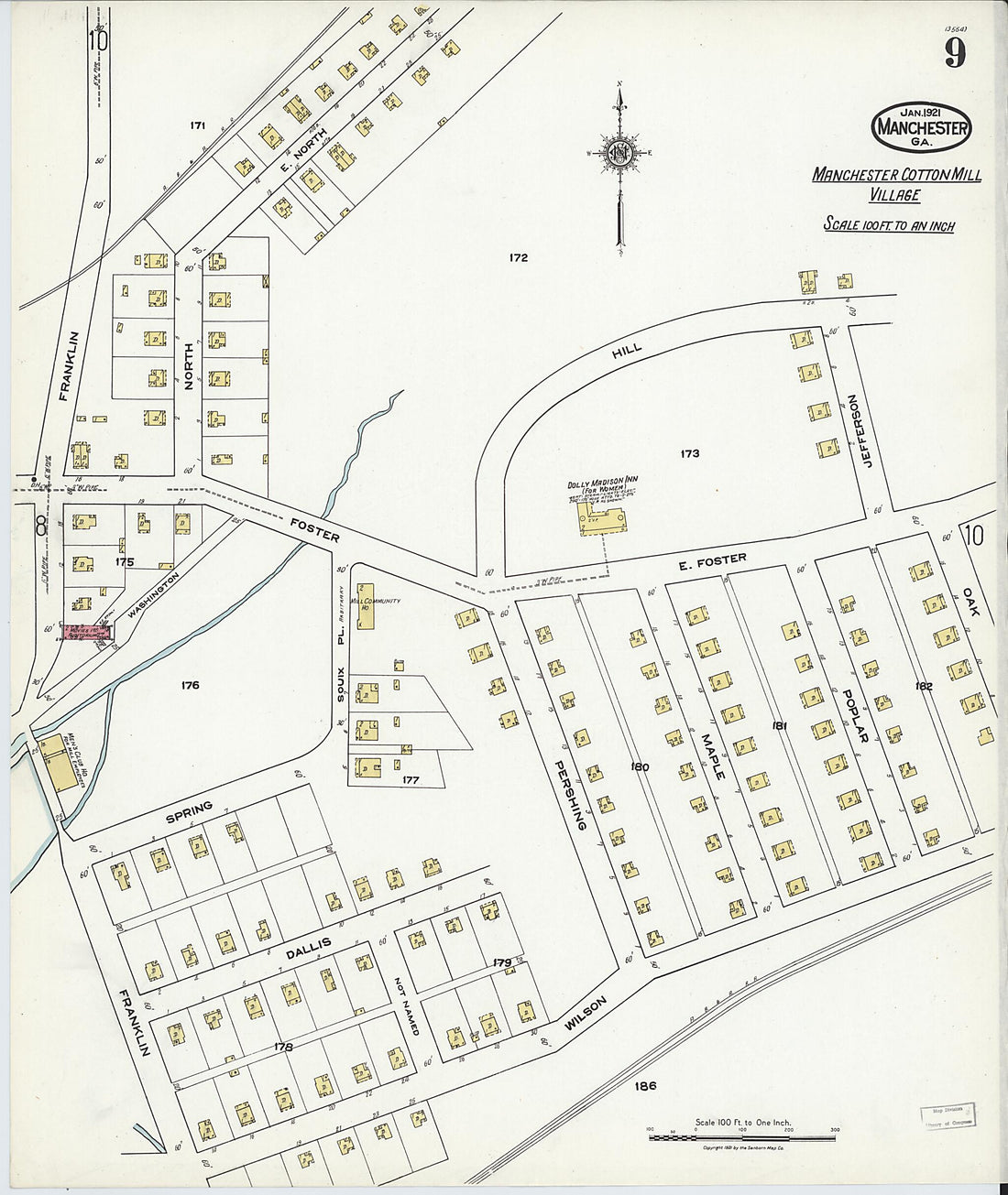 This old map of Manchester, Meriweather County, Georgia was created by Sanborn Map Company in 1921