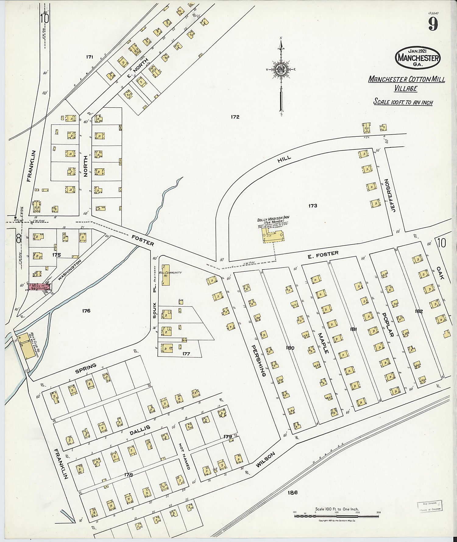 This old map of Manchester, Meriweather County, Georgia was created by Sanborn Map Company in 1921