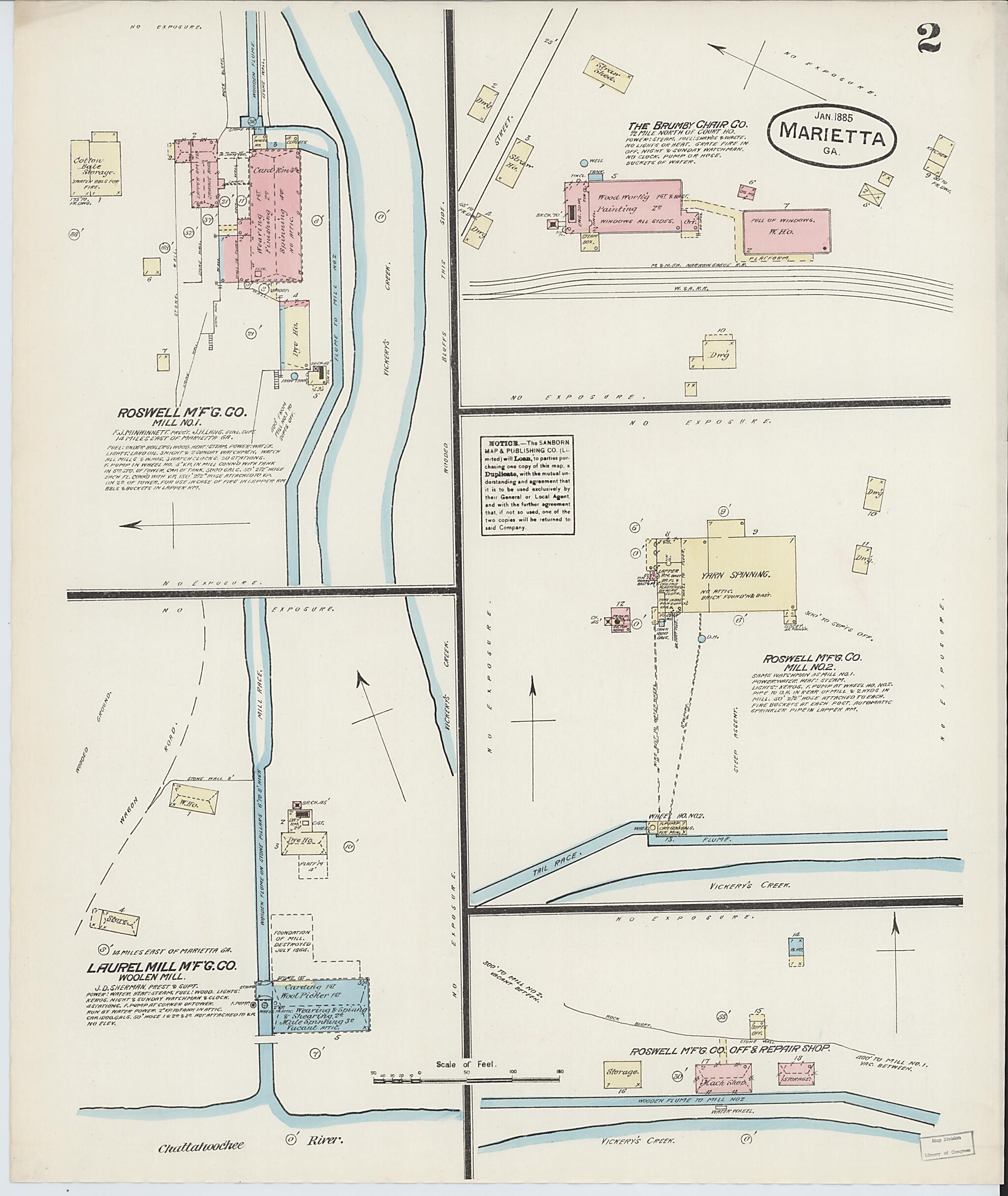 This old map of Marietta, Cobb County, Georgia was created by Sanborn Map Company in 1885