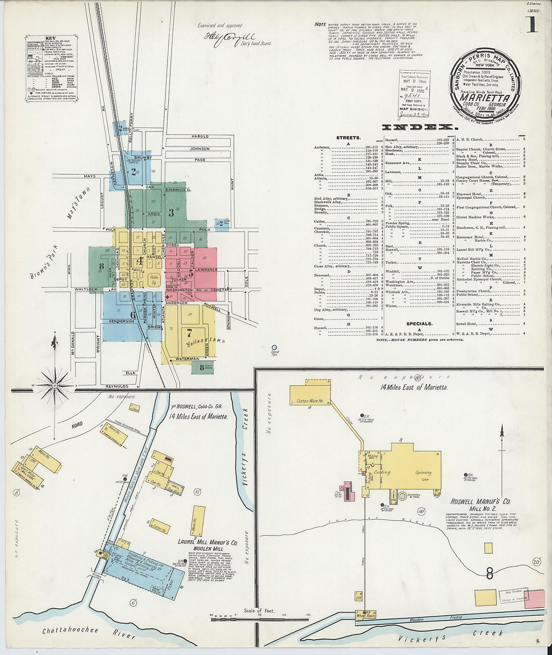 This old map of Marietta, Cobb County, Georgia was created by Sanborn Map Company in 1900