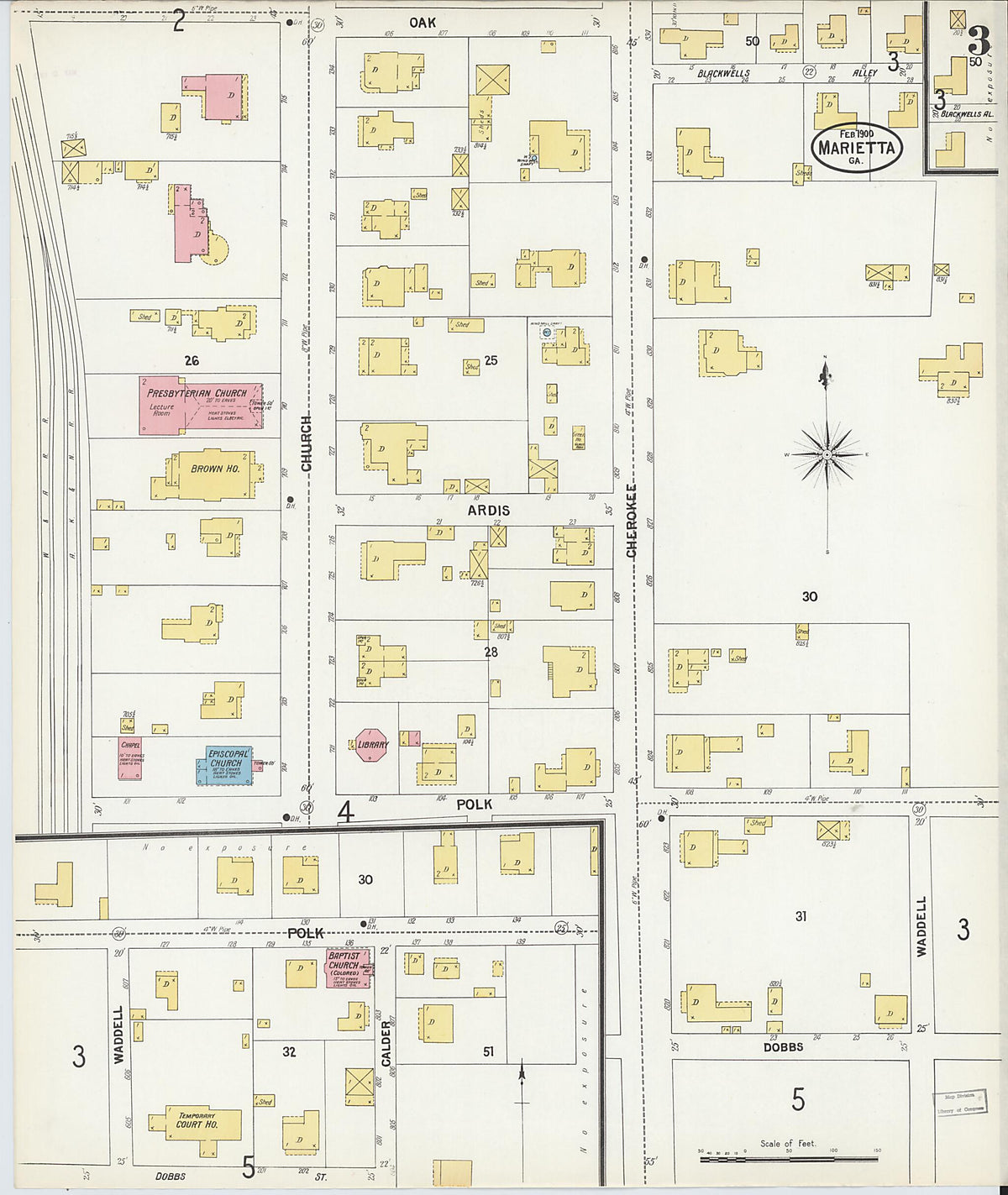 Marietta, Cobb County, Georgia 1900 (Sheet 3 of 8) by Relic Map Company