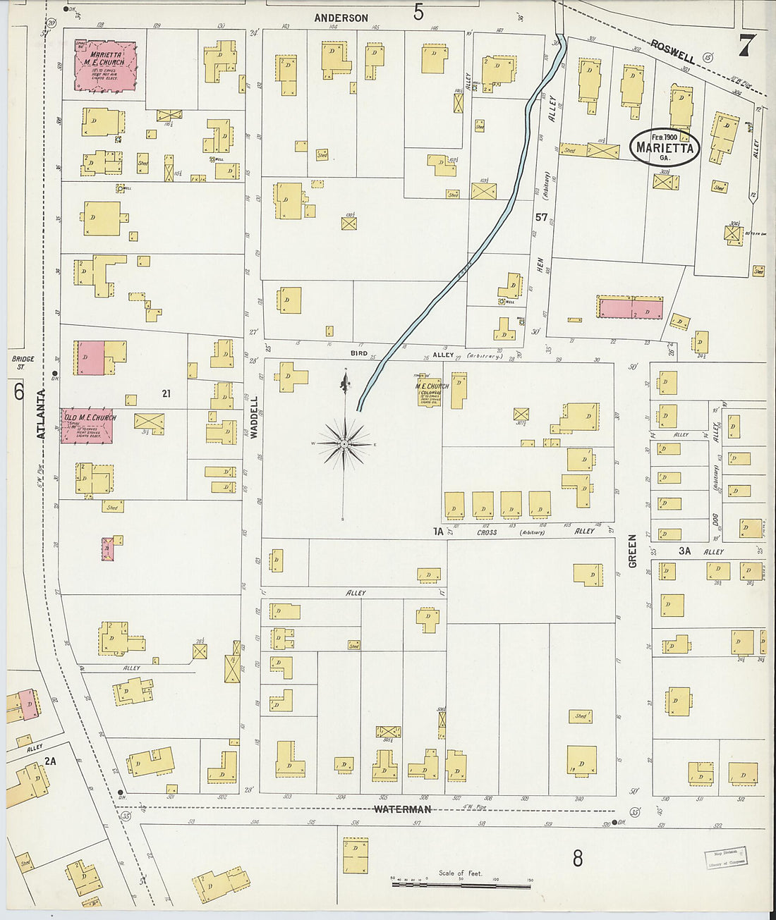 This old map of Marietta, Cobb County, Georgia was created by Sanborn Map Company in 1900