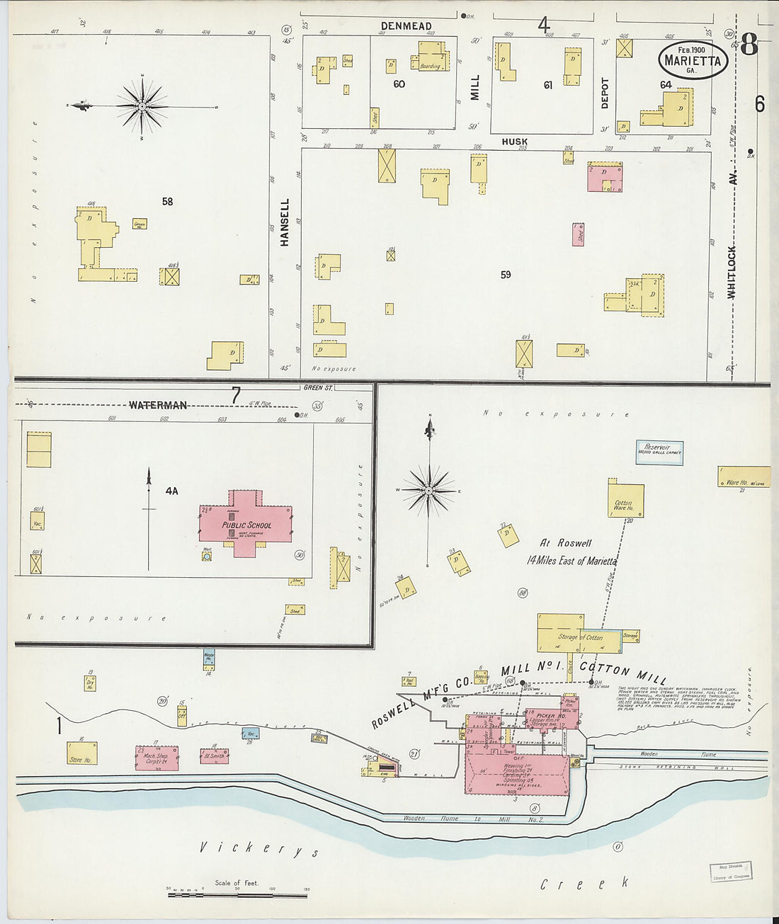This old map of Marietta, Cobb County, Georgia was created by Sanborn Map Company in 1900