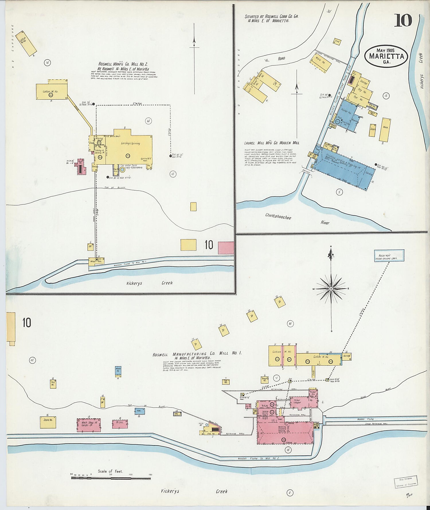 This old map of Marietta, Cobb County, Georgia was created by Sanborn Map Company in 1905