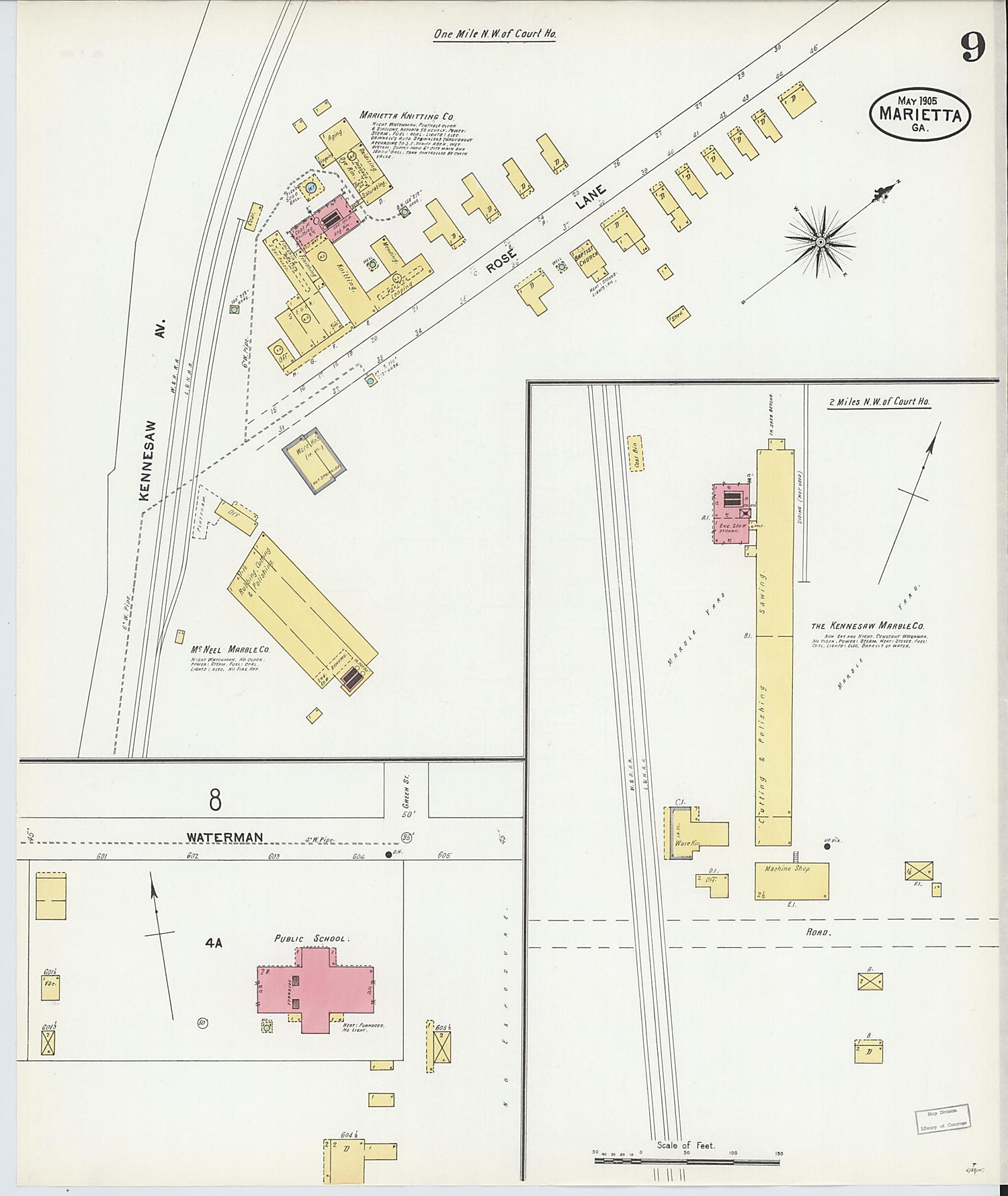 This old map of Marietta, Cobb County, Georgia was created by Sanborn Map Company in 1905