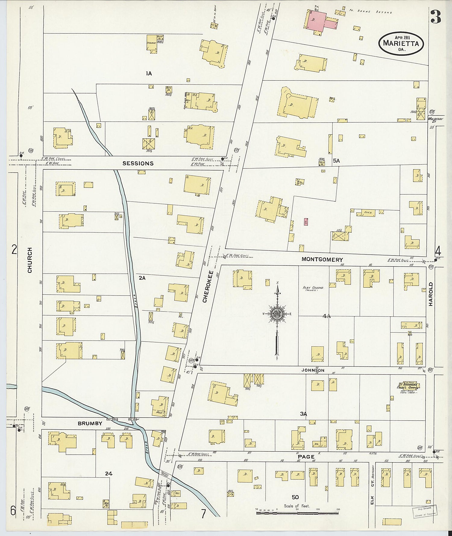 This old map of Marietta, Cobb County, Georgia was created by Sanborn Map Company in 1911